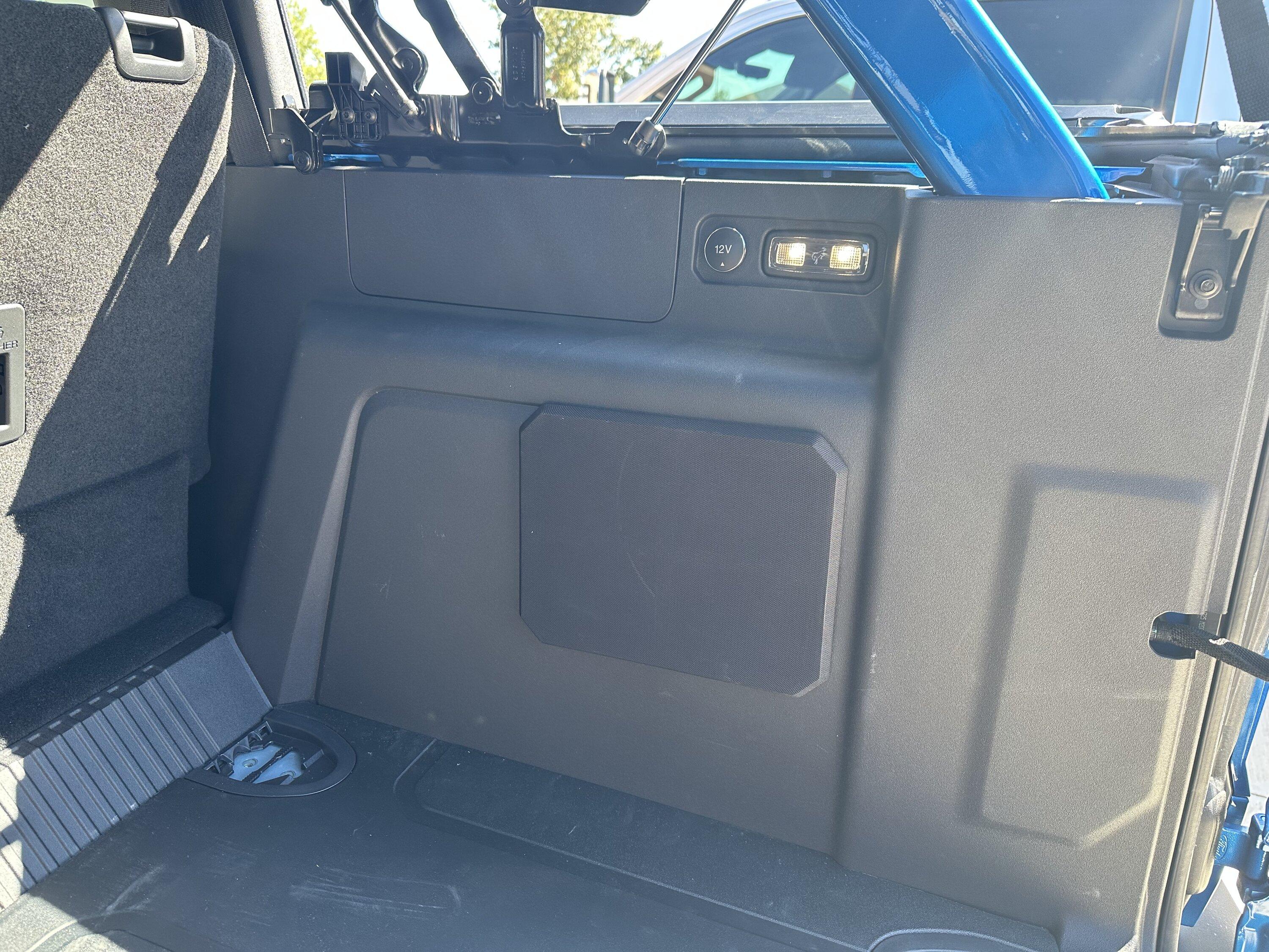 Ford Bronco JL audio bronco stealth box install with muse way six channel amplifier IMG_7461