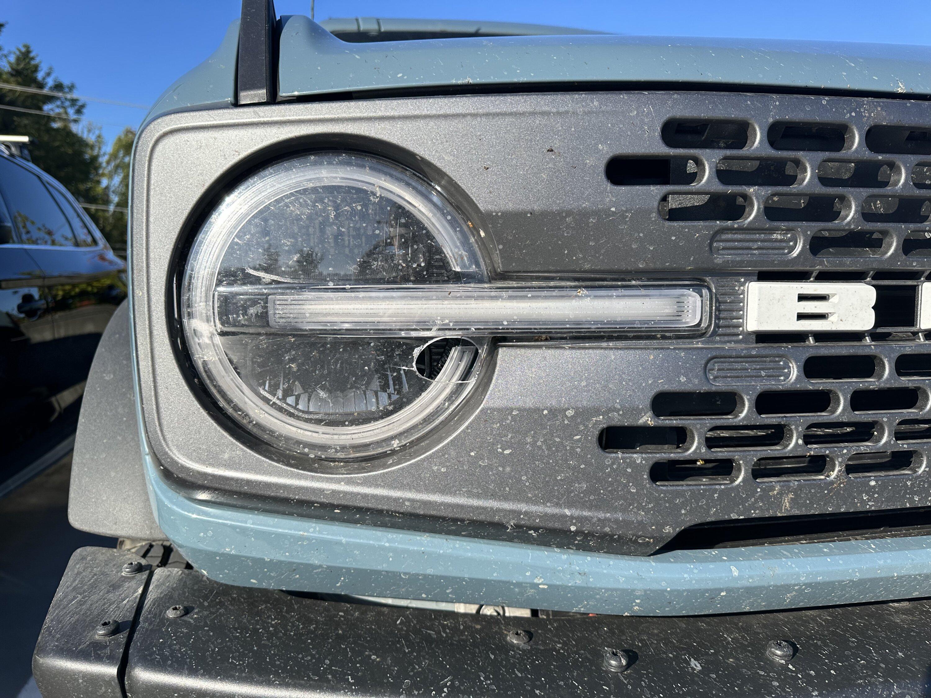 Ford Bronco Headlamp Broke - Probable Rock strike IMG_6834