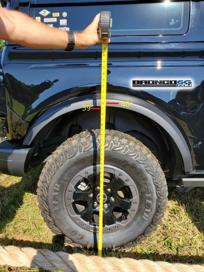 Ford Bronco Badlands "wheel" option Ride height measurement 2021 Bronco Badlands Beadlock Wheels Marked