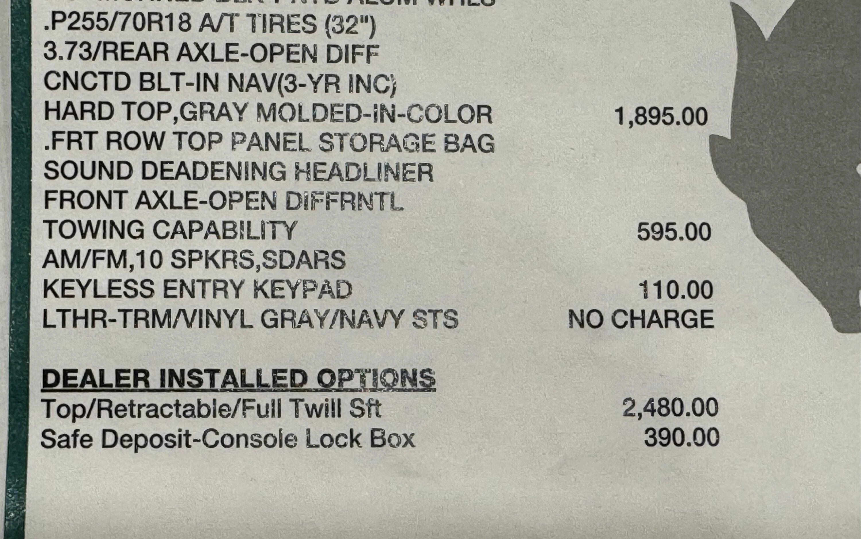 Ford Bronco Retractable soft top missing, but on invoice IMG_0710