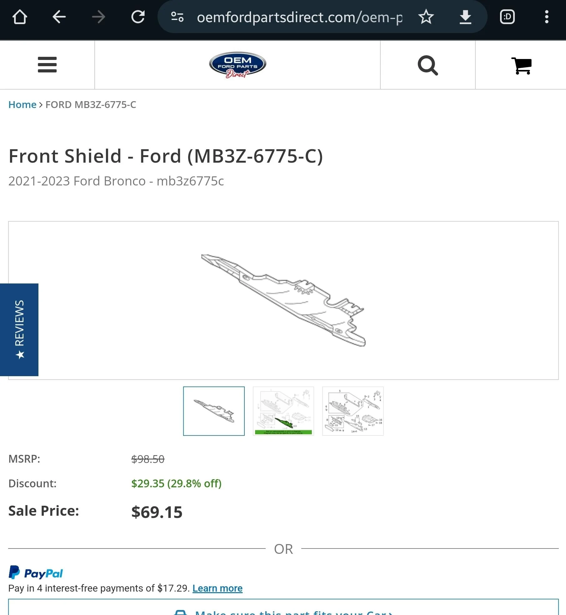 Ford Bronco Quote from Levittown for bash plate Screenshot_20231022_182553_Chrom