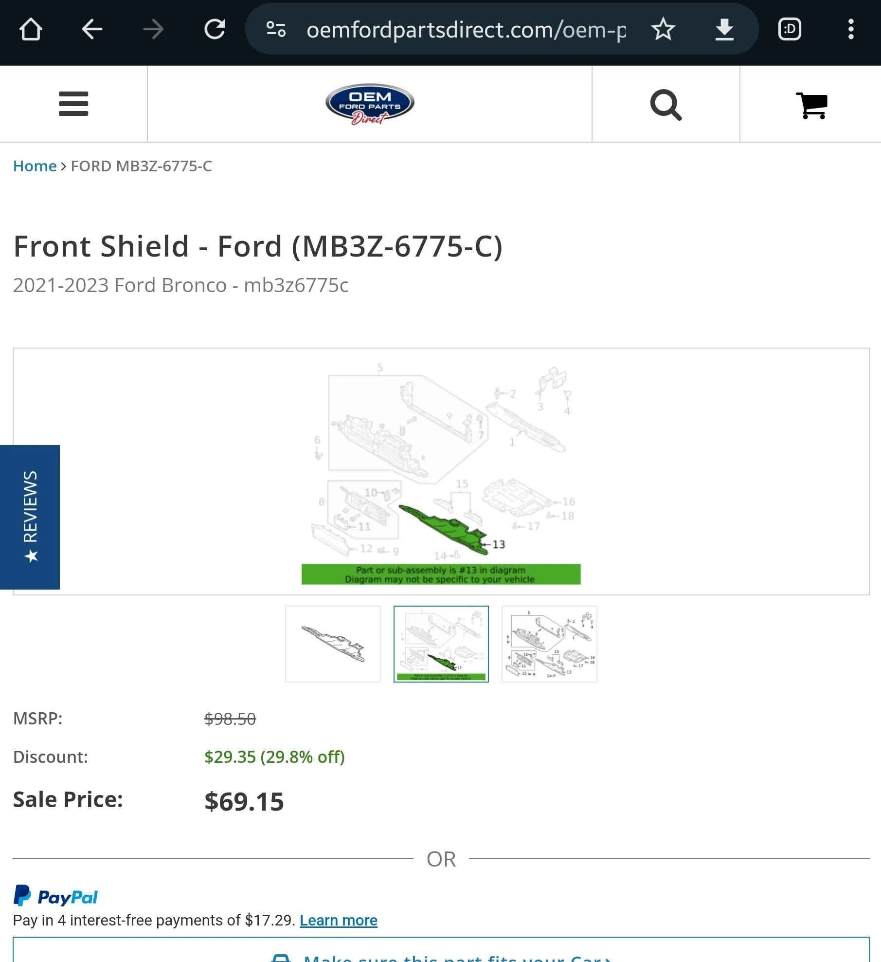 Ford Bronco Quote from Levittown for bash plate Screenshot_20231022_182608_Chrom