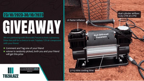 Ford Bronco [Giveaway] Win with your friend! Tozalazz dual air compressor 1698112156696