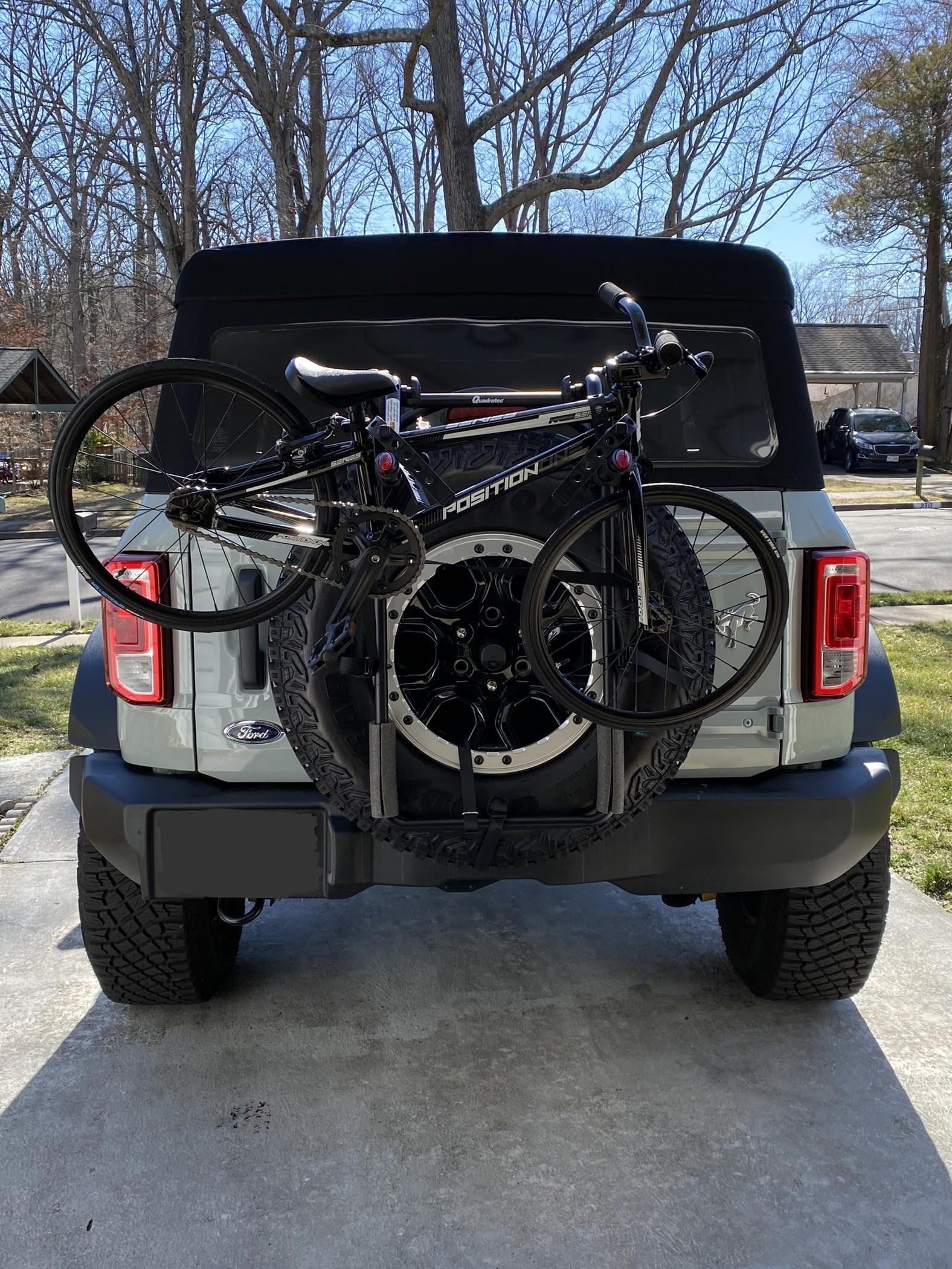 Ford Bronco Rear tire bike rack.... questions bronco bik