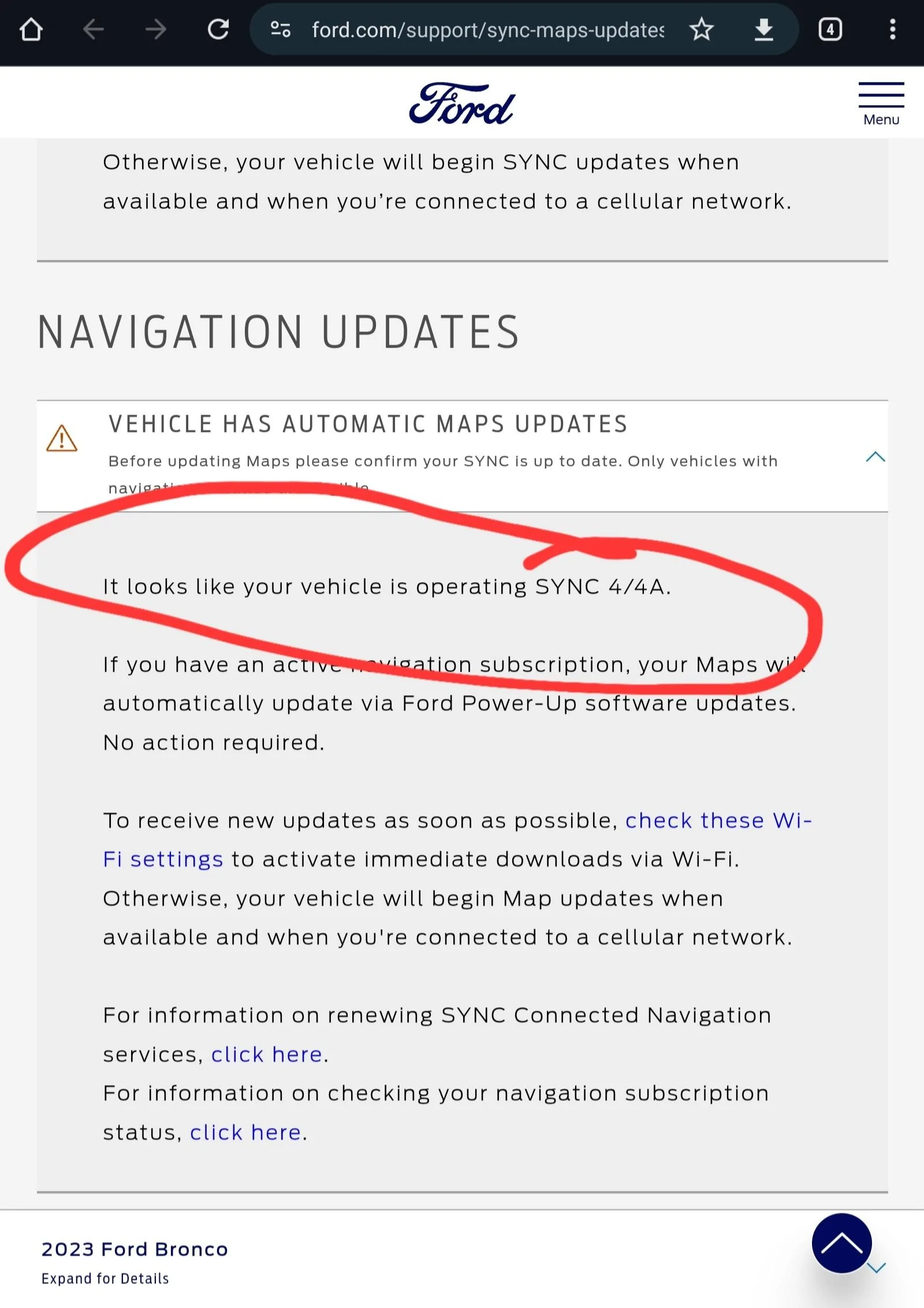 Ford Bronco Which SYNC4 software version do I have? Screenshot_20231029_181112_Chrom