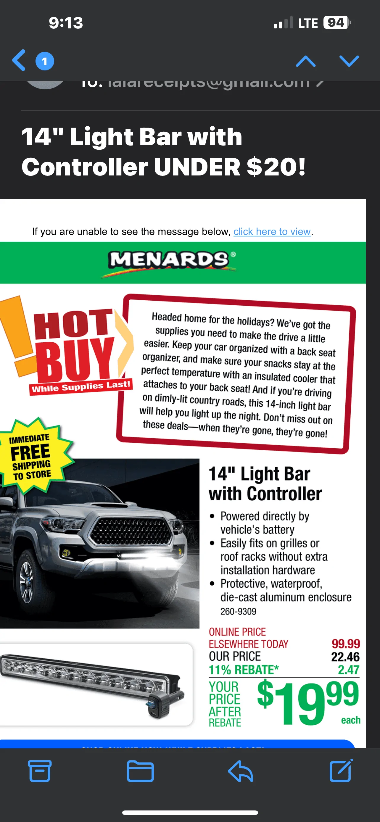 Ford Bronco Anyone try this $19 light bar from Menards IMG_4461