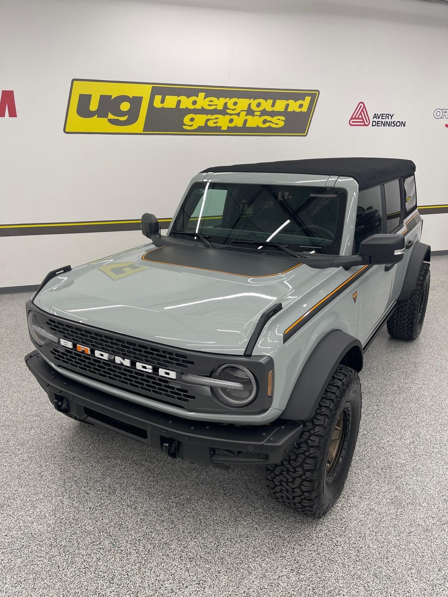 Ford Bronco Bronco Hood BLOWOUT! orange pinstripe