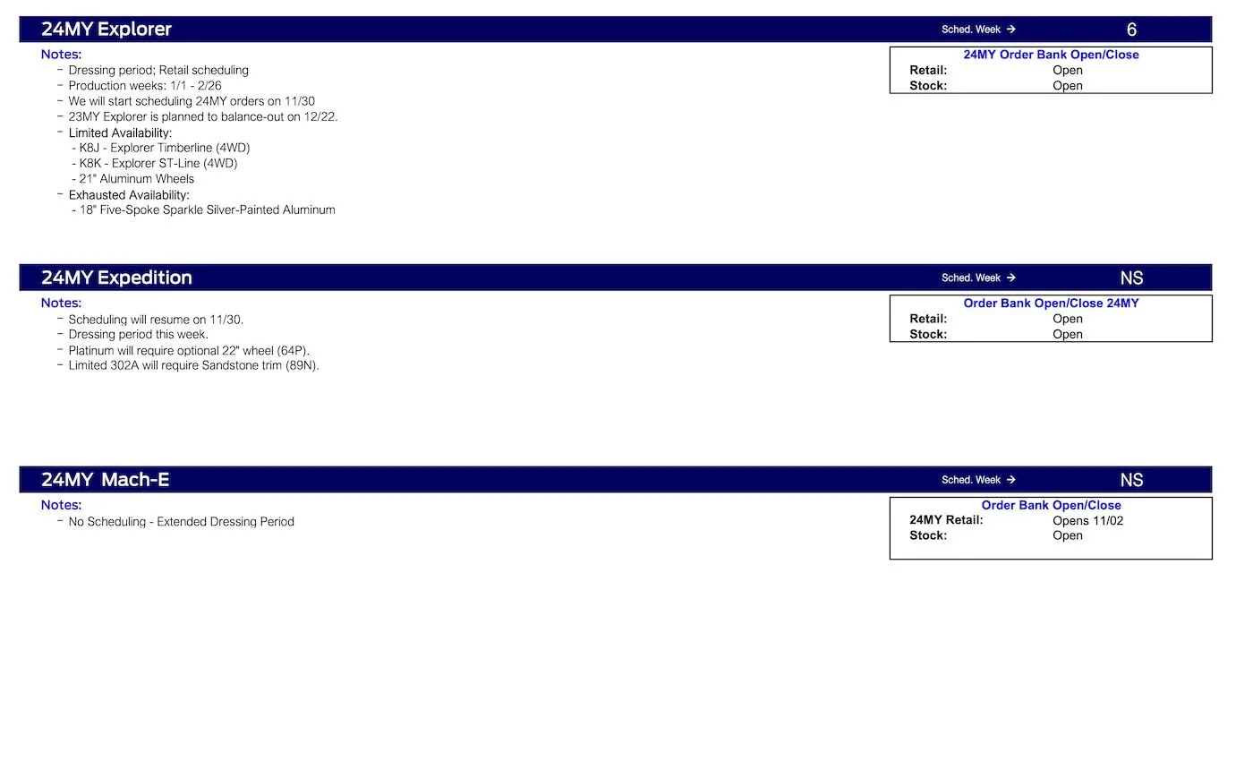 Ford Bronco 2024 Bronco Priority Scheduling This Week Only (11/16/23) Ford Scheduling Notes - 11.13.23 -3