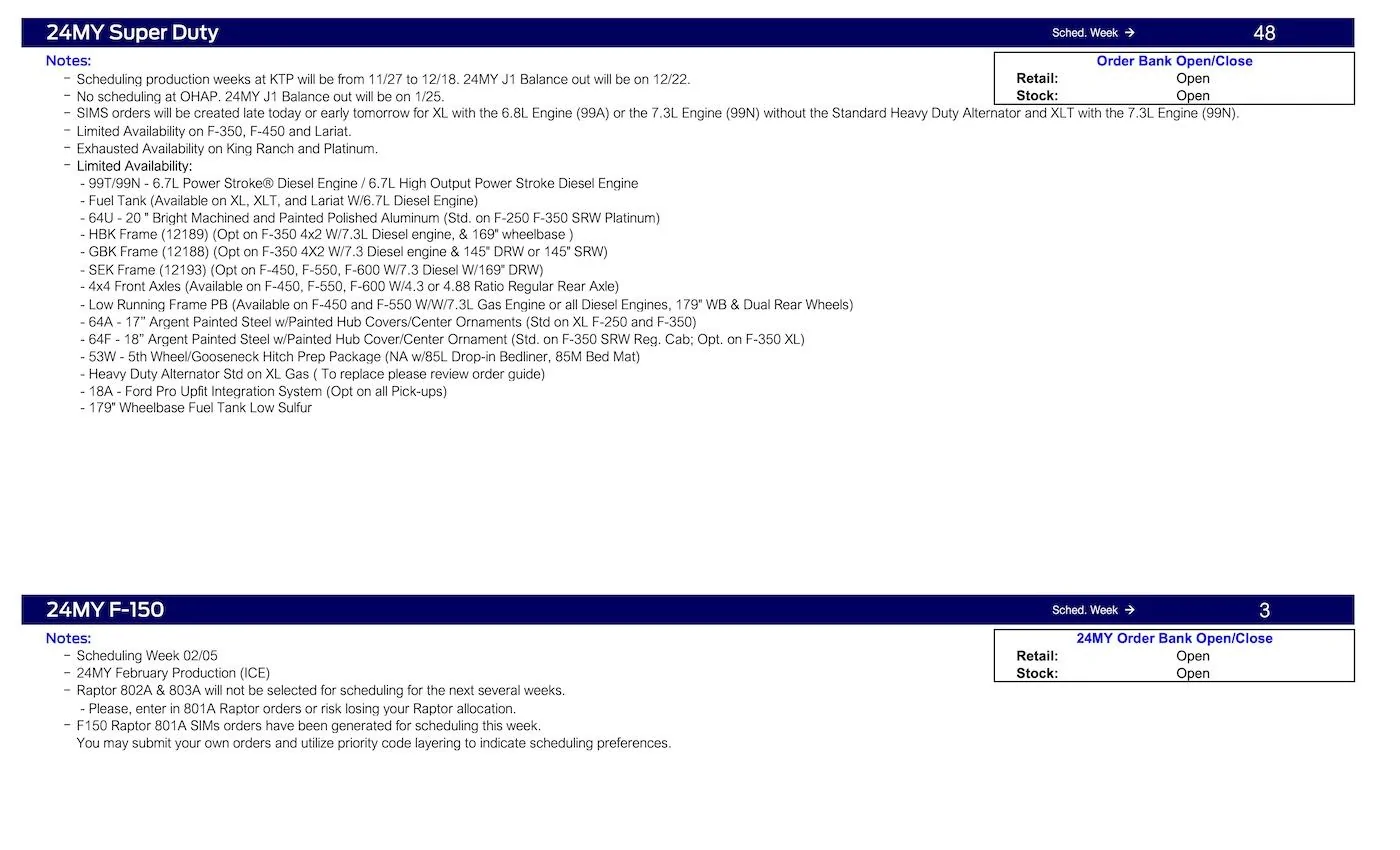 Ford Bronco 2024 Bronco Priority Scheduling This Week Only (11/16/23) Ford Scheduling Notes - 11.13.23 -4