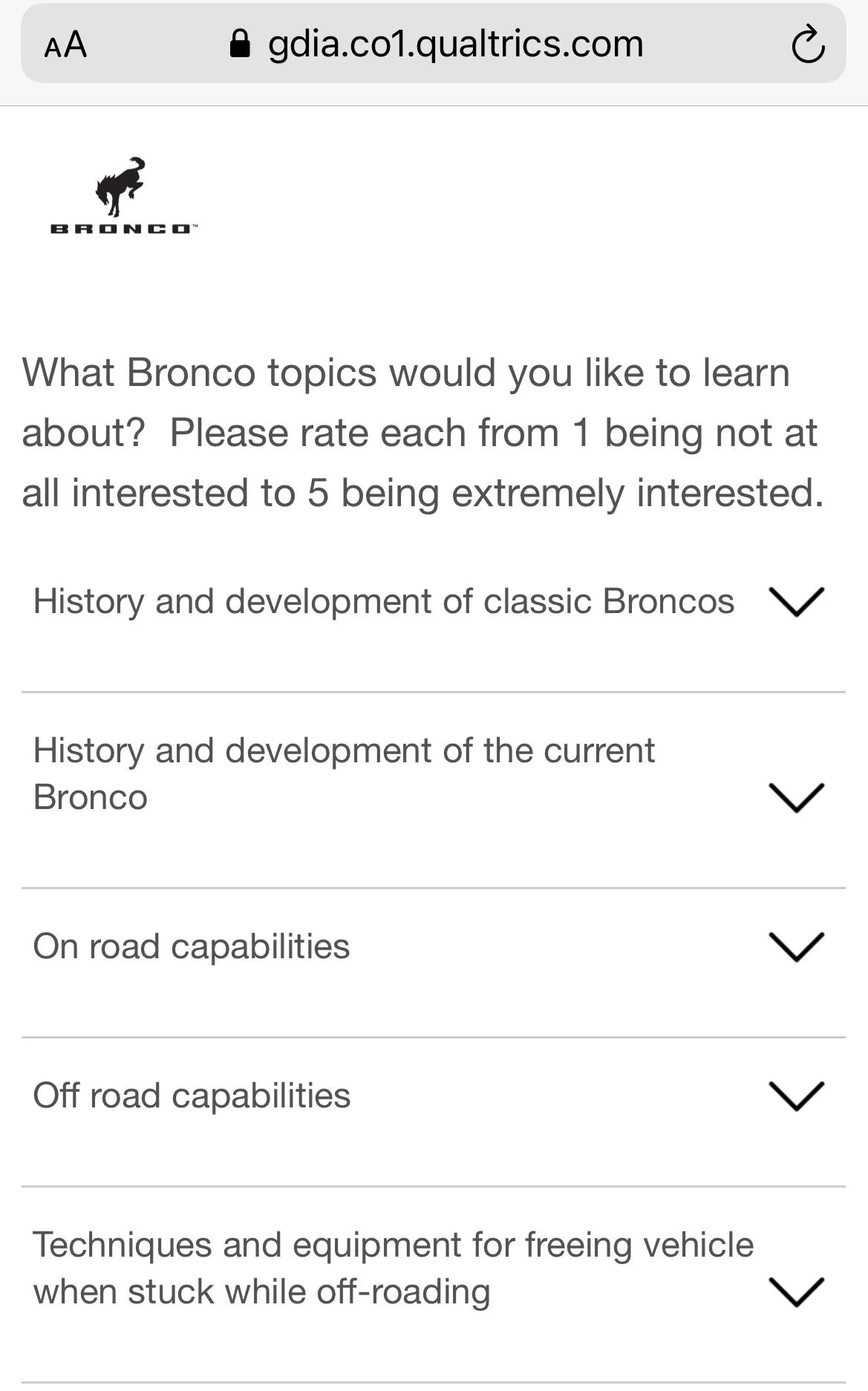 Ford Bronco Ford Sends New Survey: "Bronco Needs Your Help" C275350A-B6D8-48FD-9CE7-71B91DB15104