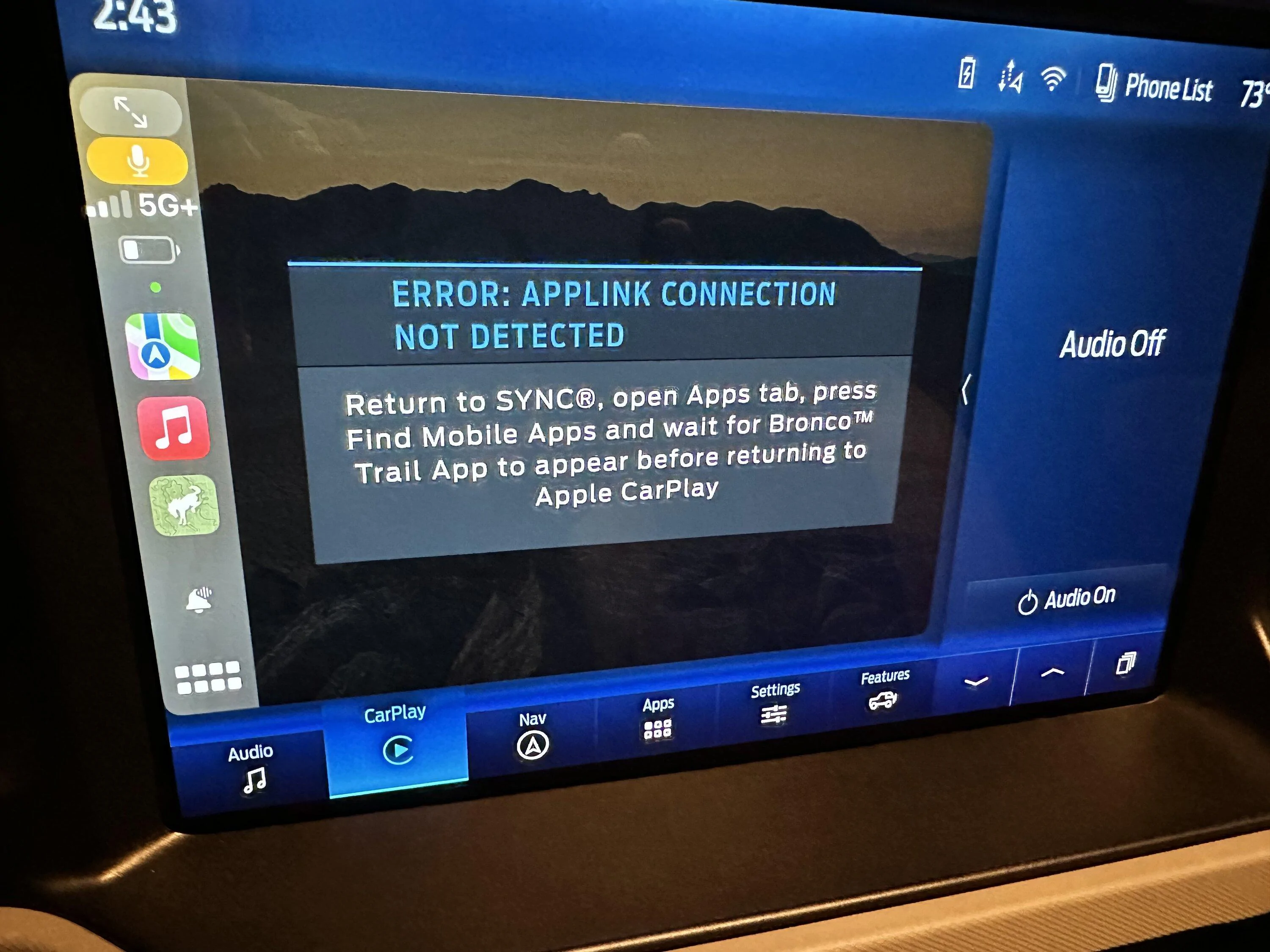 Ford Bronco Can’t get trail app to work. IMG_1805