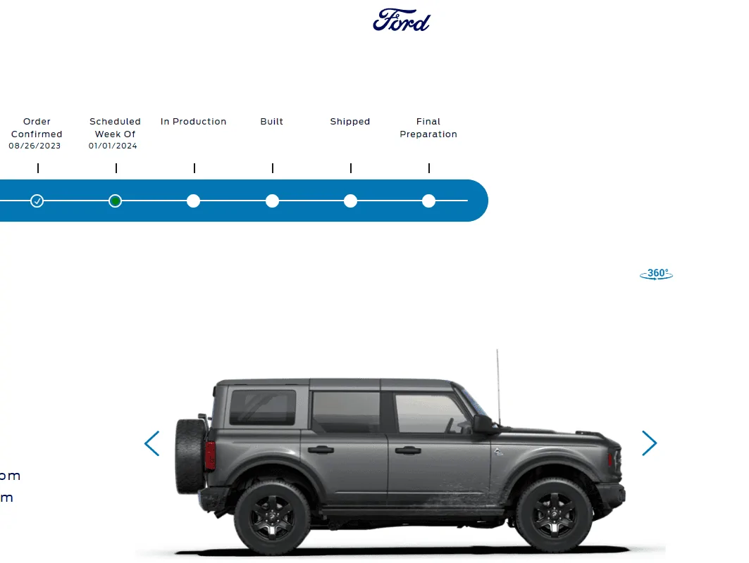 Ford Bronco VIN/Scheduling email from Ford 1701892080833