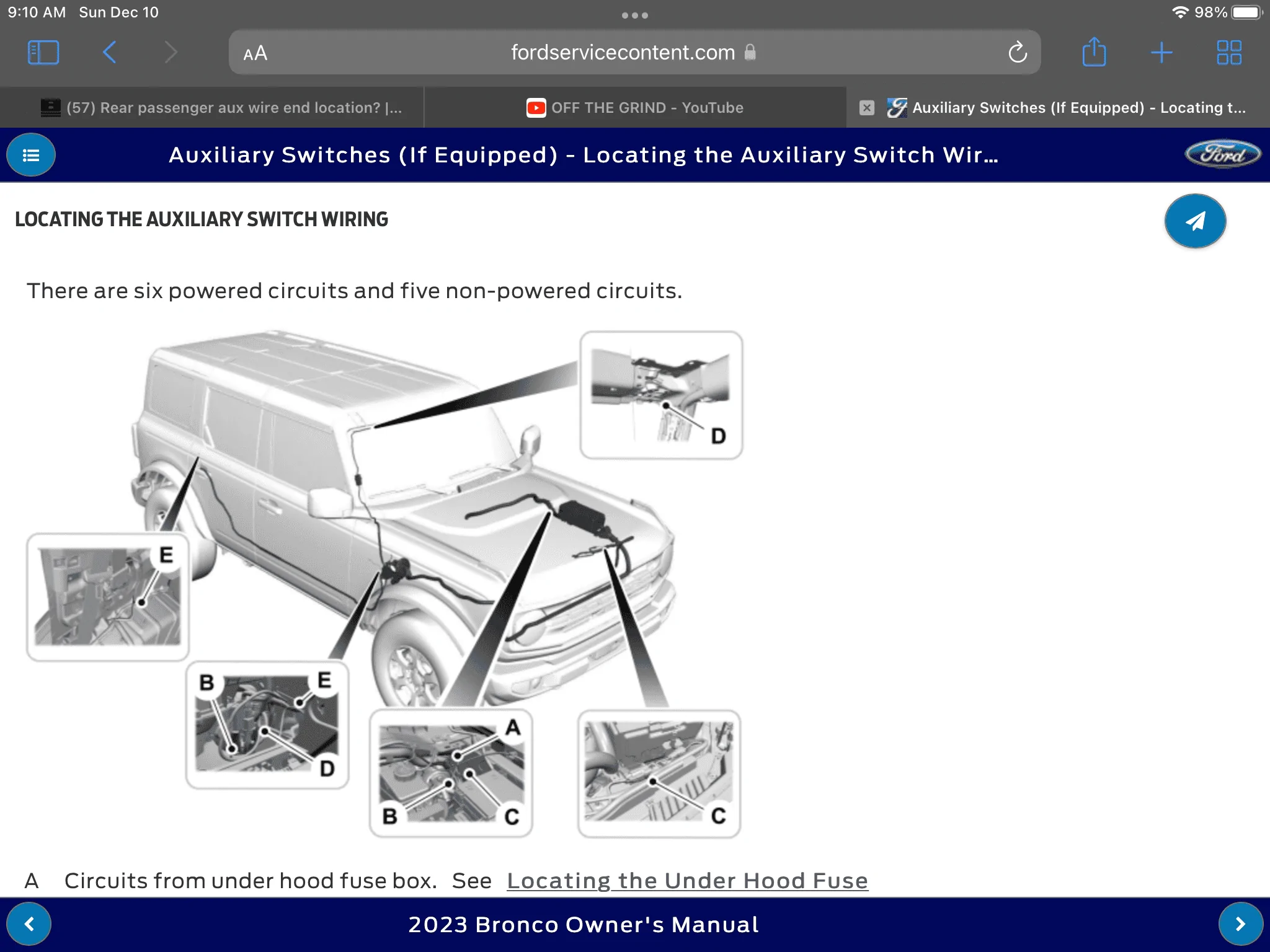 Ford Bronco Rear passenger aux wire end location? 08A212C4-28B3-4232-BE6A-6B3FCCD7FFCB