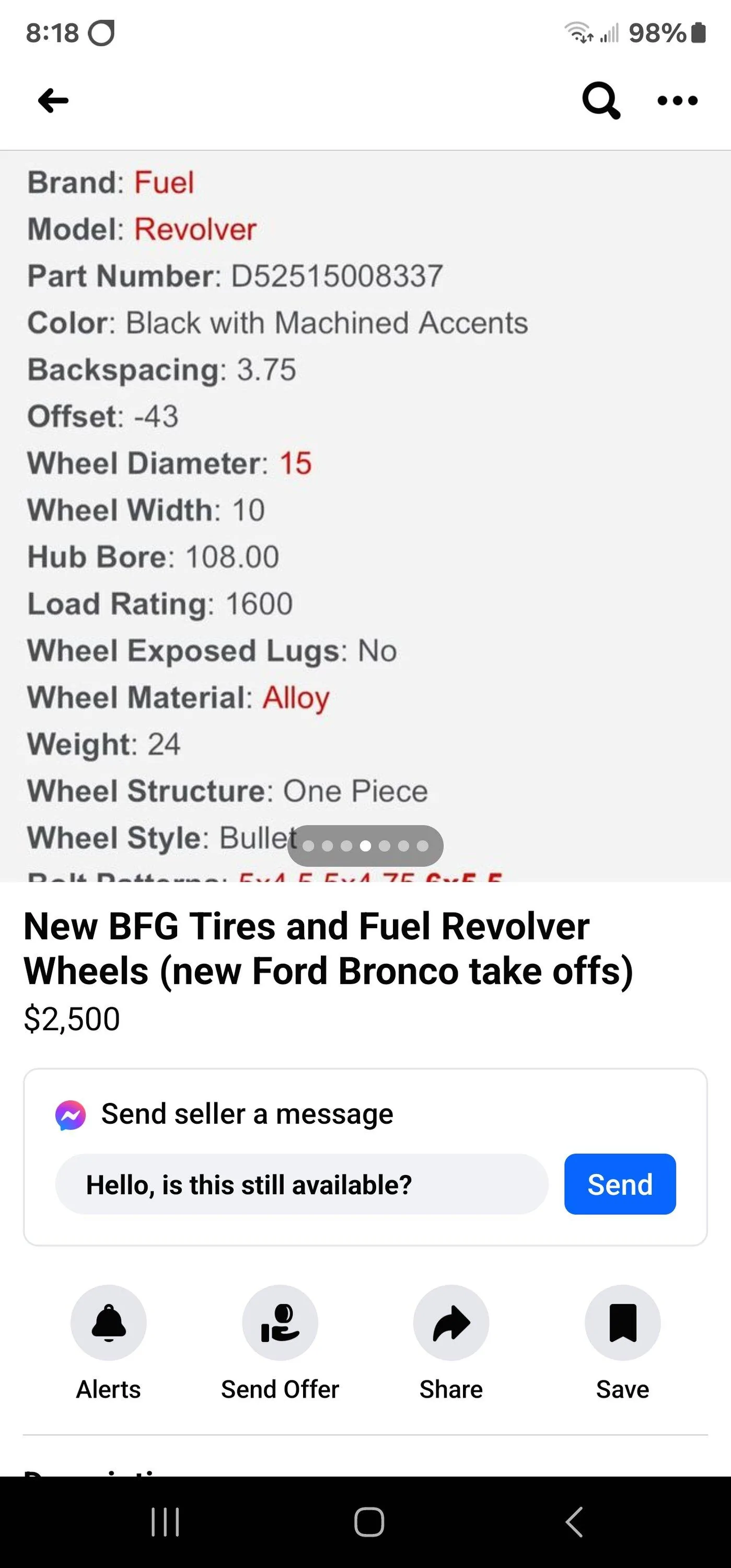 Ford Bronco Will these wheels fit (need quick answers) Screenshot_20231216_201816_Facebook