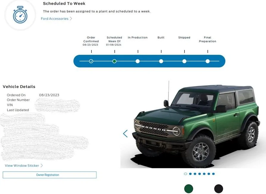 Ford Bronco Bronco Build Week 1/8/2024 1703098313312