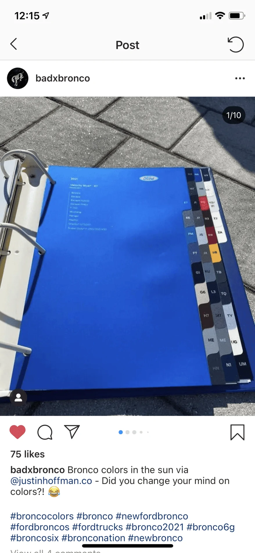 Ford Bronco Paint samples in the sun FD42F871-7BF4-4CEF-B336-2FA15B5B5462