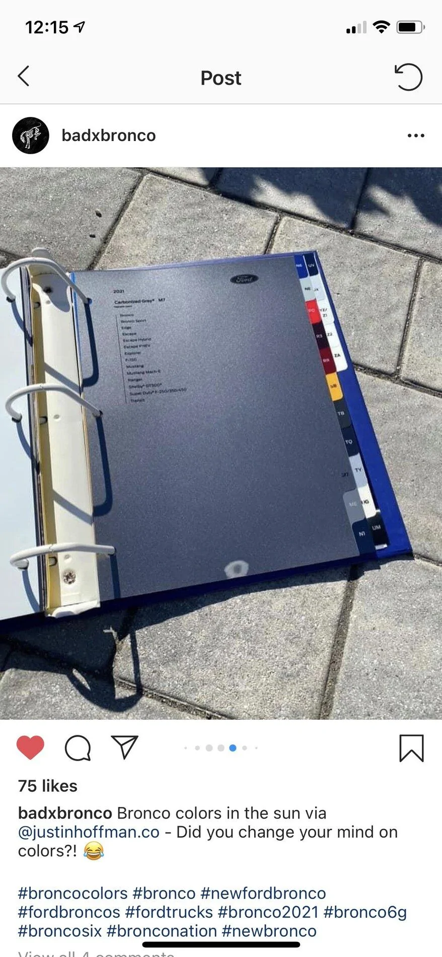 Ford Bronco Paint samples in the sun 9A431E28-D95F-46CE-B62F-34EFBAA41250