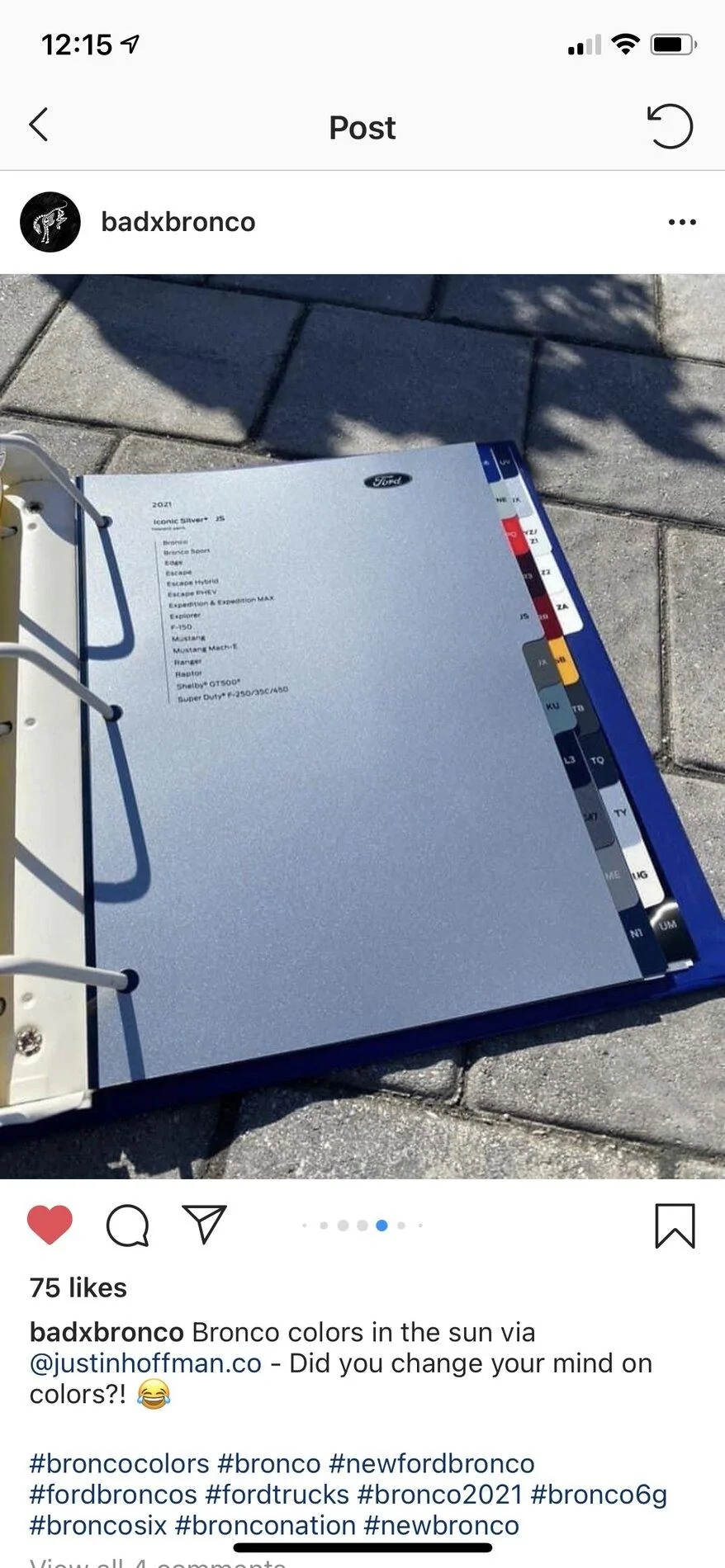Ford Bronco Paint samples in the sun D34F3FBE-CEBA-4F20-902A-307F2FF59F2B