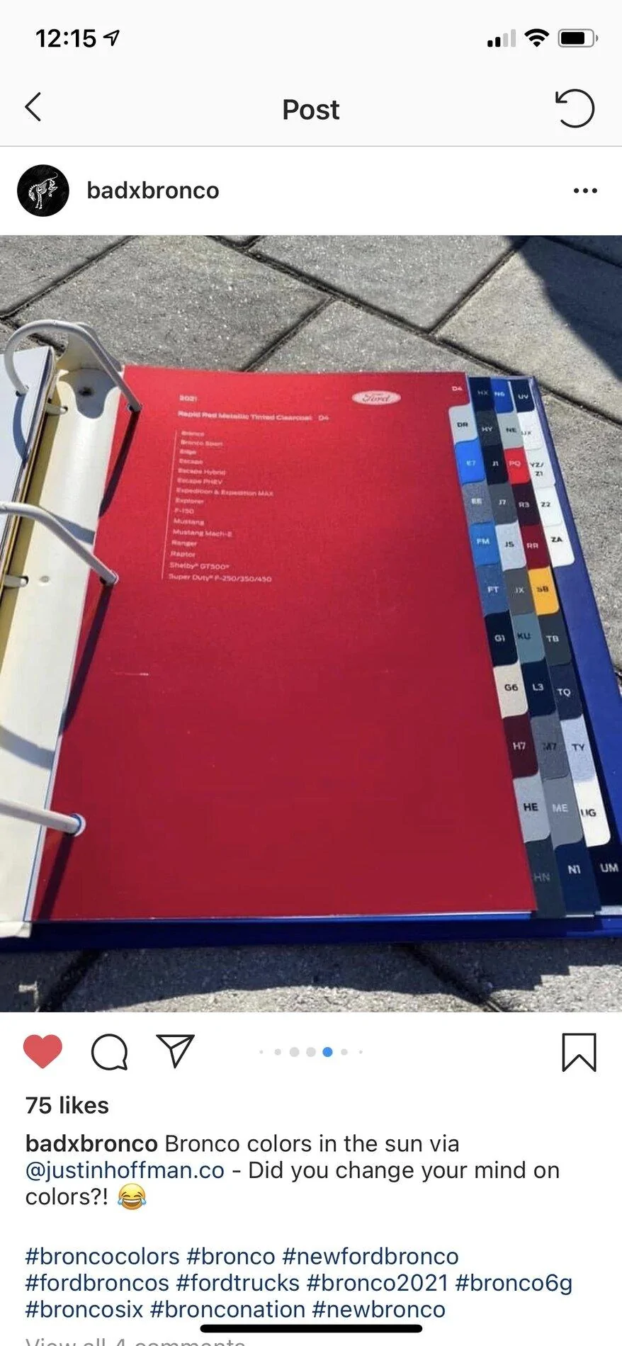 Ford Bronco Paint samples in the sun F791E7E4-3C86-45C8-9555-F2DDF6924866