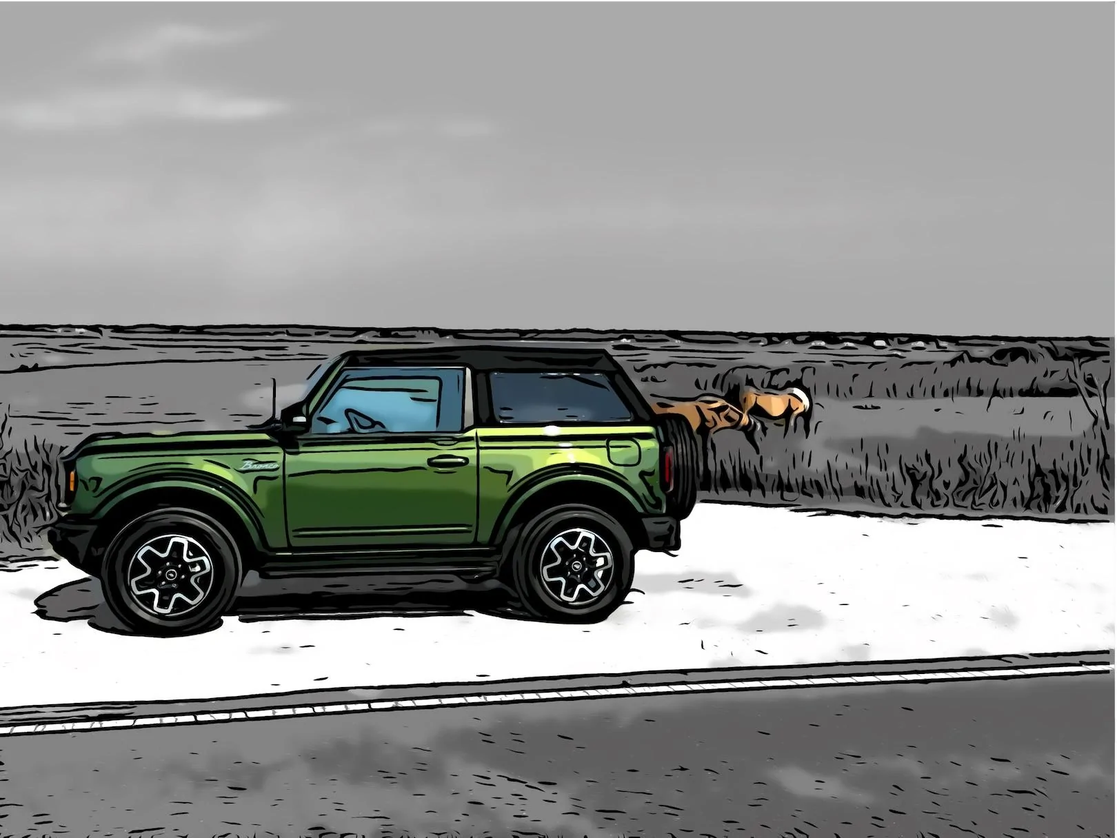 Ford Bronco Assateague island Clip2Comic-2023-12-21-14-04-53