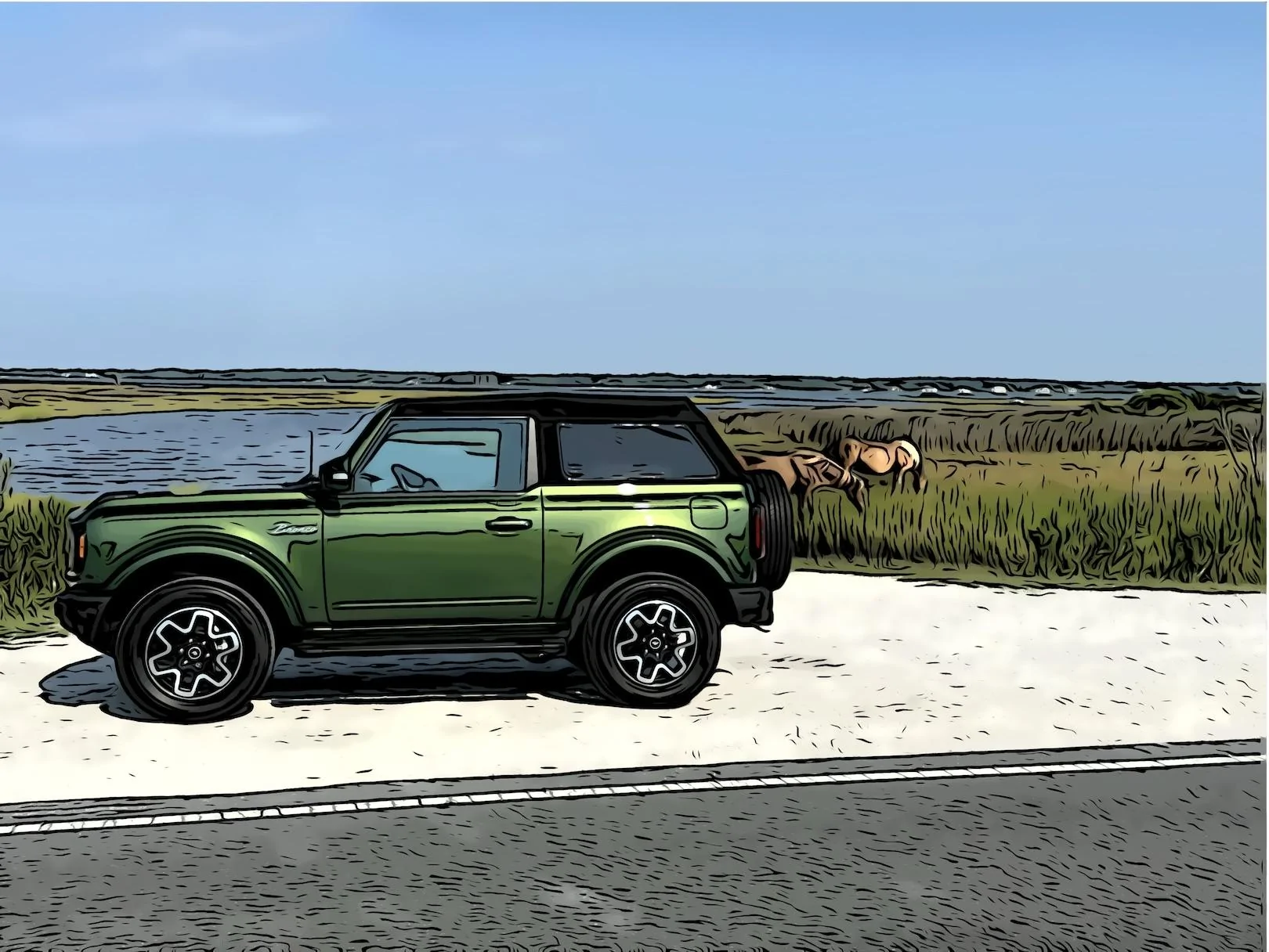 Ford Bronco Assateague island Clip2Comic-2023-12-21-14-04-17