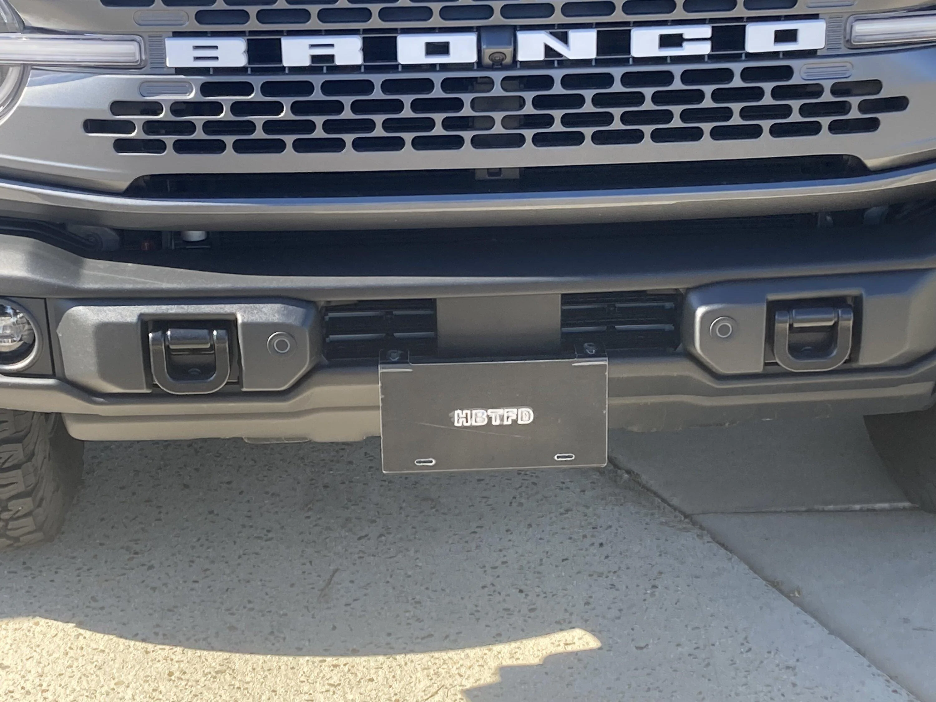 Ford Bronco Capable steel bumper license plate bracket (Heritage Bronco)- NO DRILLING required IMG_1495