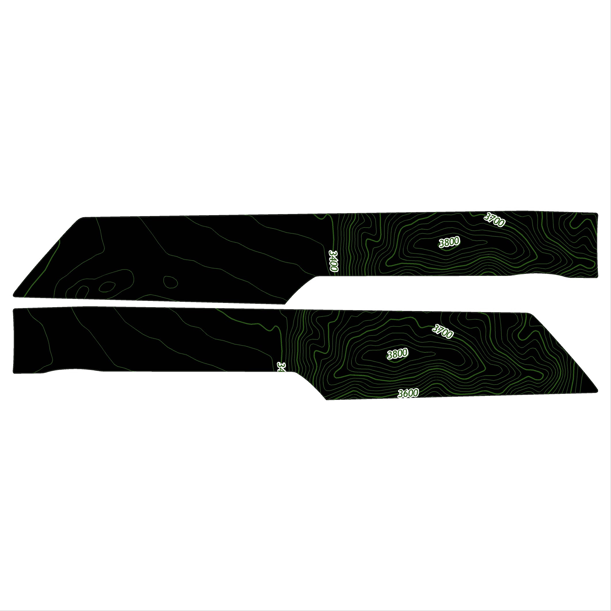 Ford Bronco StickerFab Topographical Map Interior Door Card Overlays 1704325532411