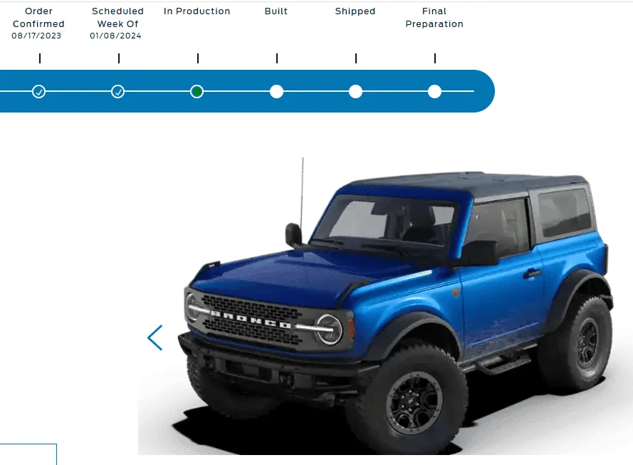Ford Bronco Bronco Build Week 1/8/2024 Captur