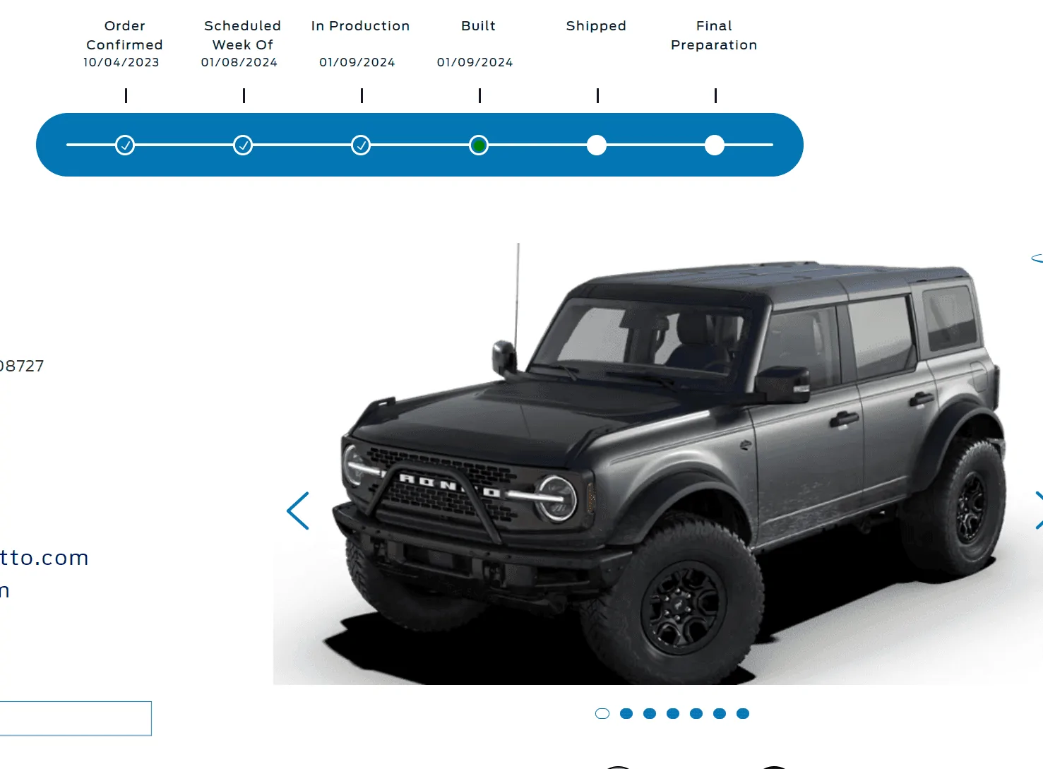 Ford Bronco Bronco Build Week 1/8/2024 Screenshot 2024-01-10 093216