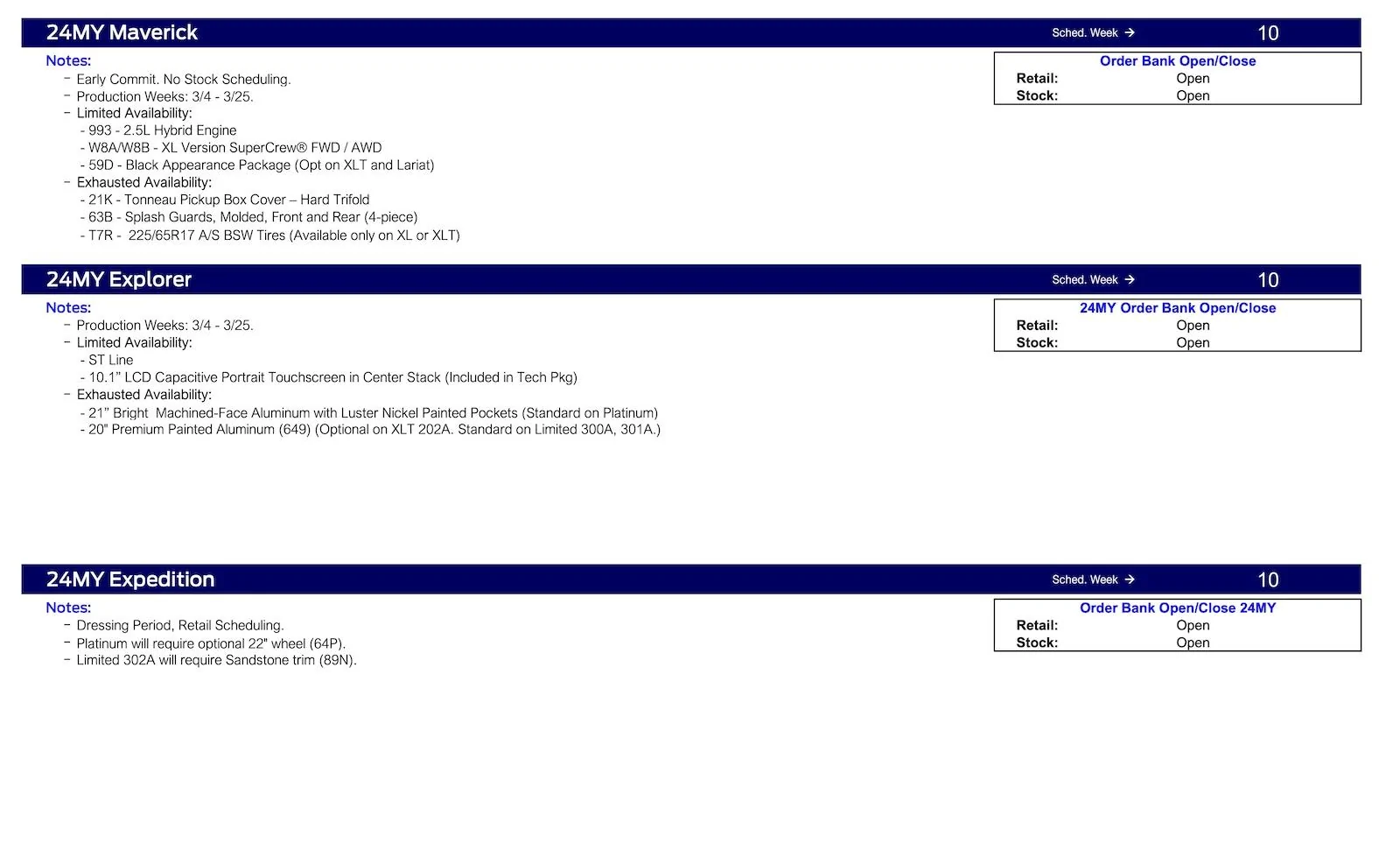 Ford Bronco 2024 Bronco Priority Scheduling Only This Week (1/18/24) for Raptor, Heritage Limited, Heritage and Everglades Ford Scheduling Notes - 1.16.24-3