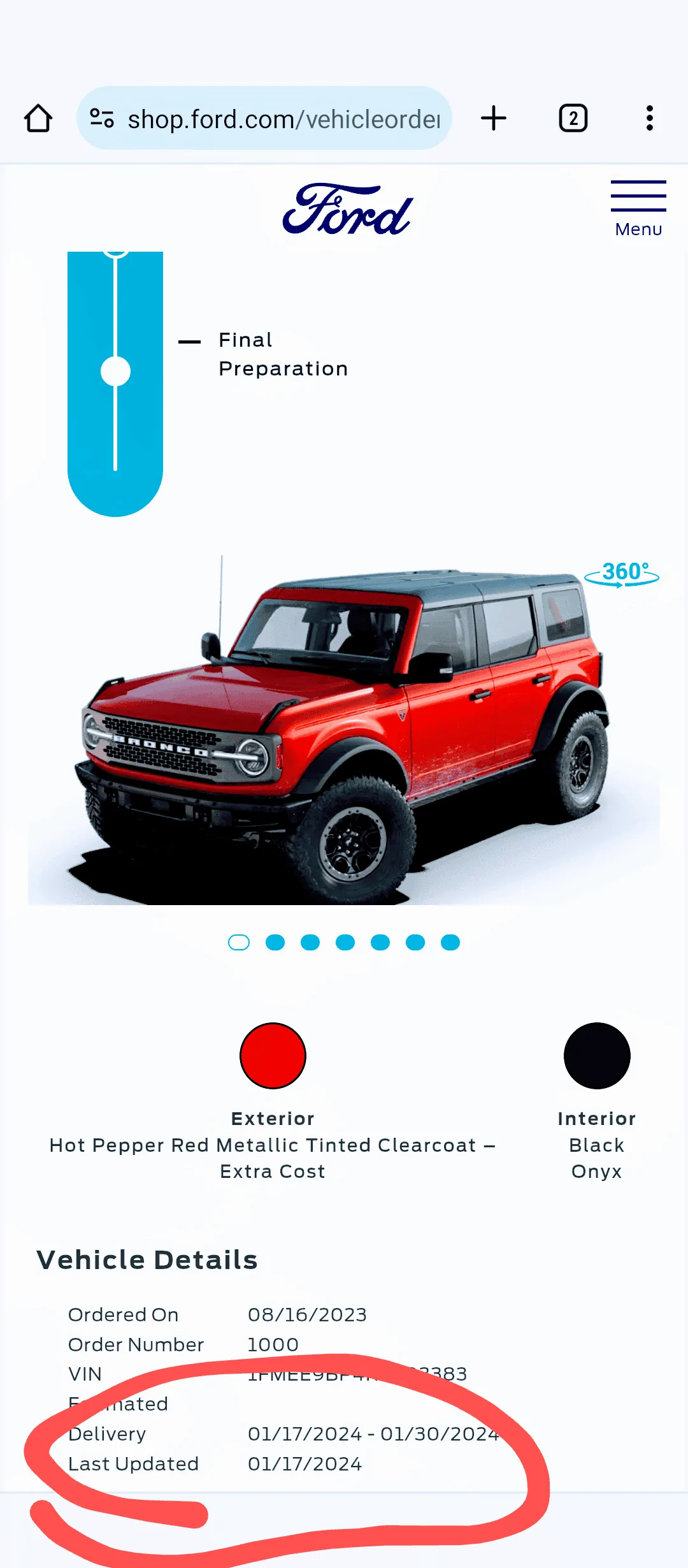 Ford Bronco Bronco build week 1/1/2024 Screenshot_20240118-193454~2
