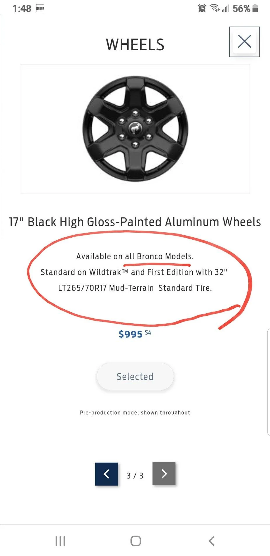 Ford Bronco BD Wheel Option for all models 32,s Std on WT & FE ? bd