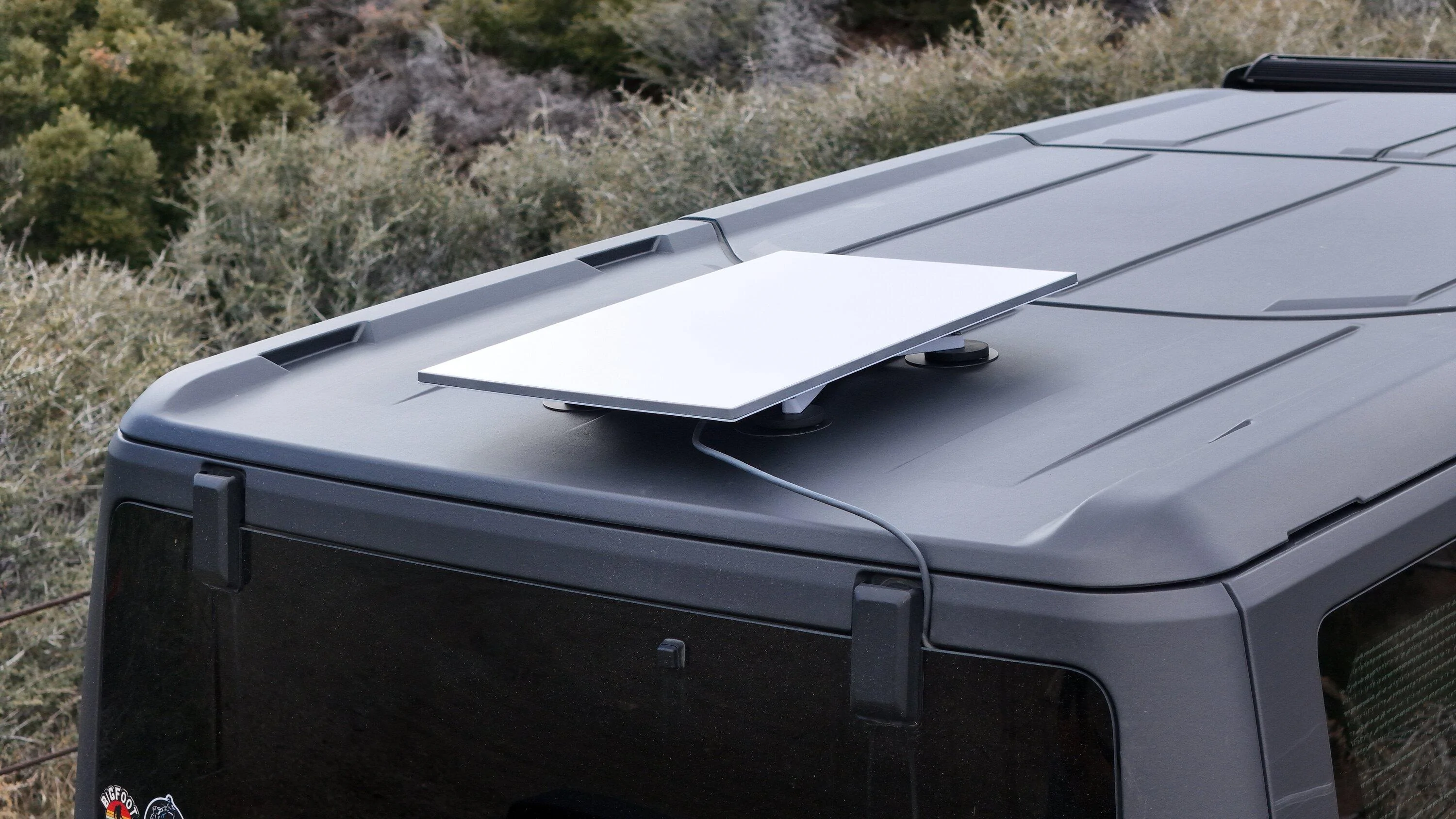 Ford Bronco 3rd gen Starlink mobile tested in the canyon - mounted on MIC hard top! (Replacement equipped with magnetic bracket) dji_fly_20240121_144104_0332_1705889131268_photo