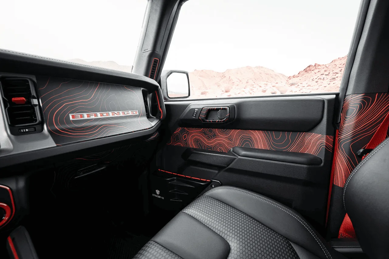 Ford Bronco StickerFab Topological Dash Overlays w/ Safety Airbag Cutouts 1705935325163
