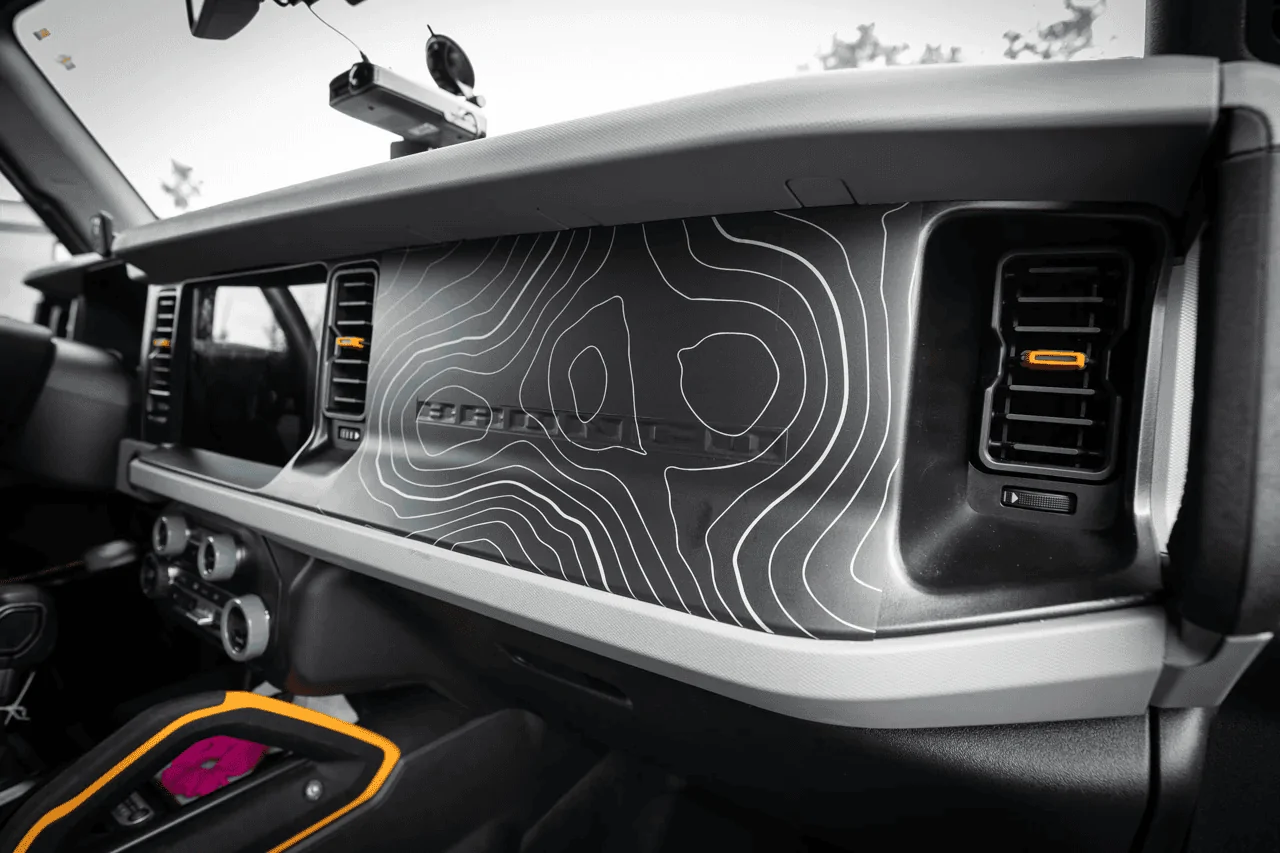 Ford Bronco StickerFab Topological Dash Overlays w/ Safety Airbag Cutouts 1705935332154