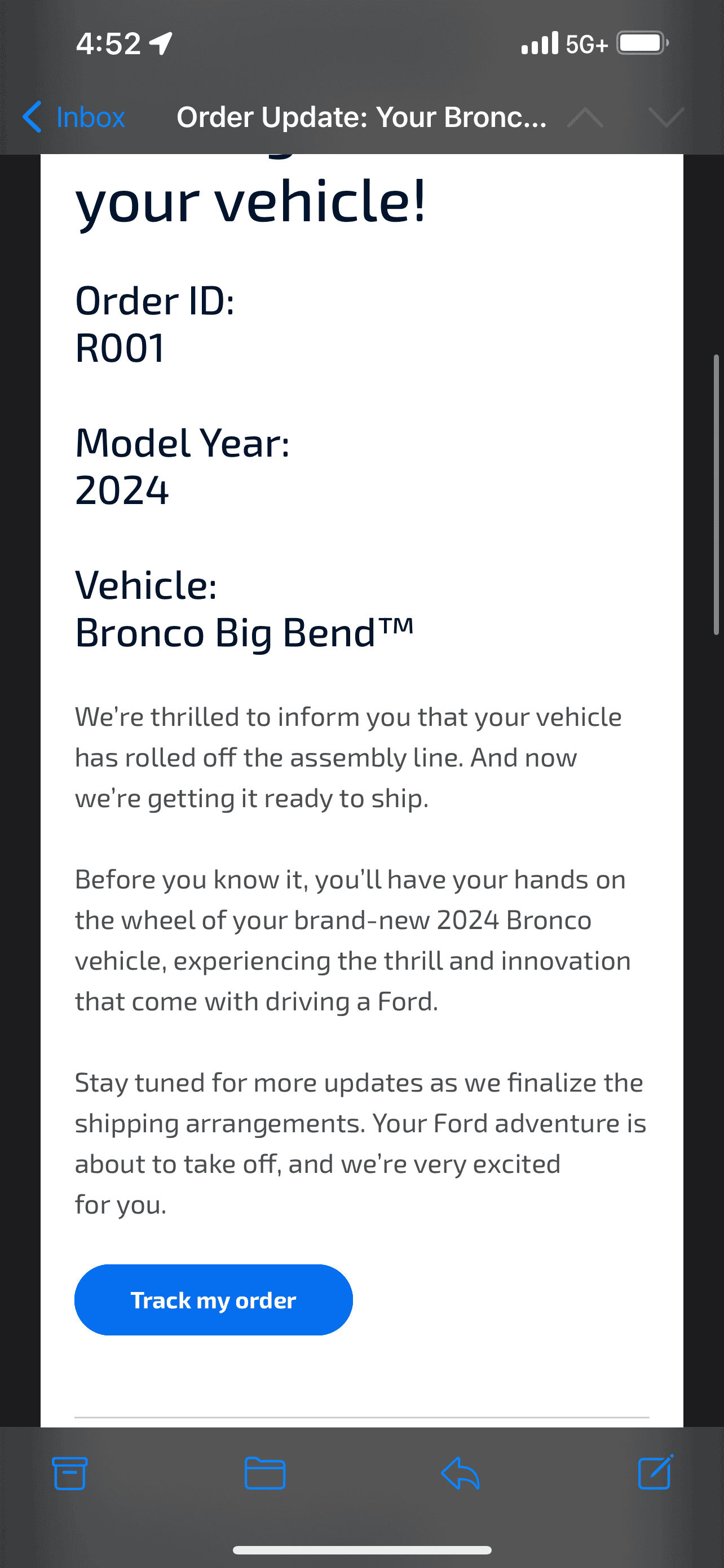 Ford Bronco Bronco Build Week 1/22/2024 IMG_1105