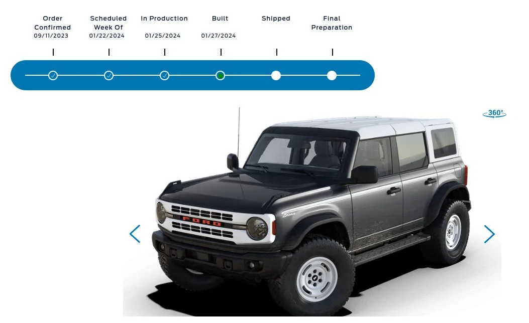 Ford Bronco HERITAGE EDITION Bronco Club bronco-build-status