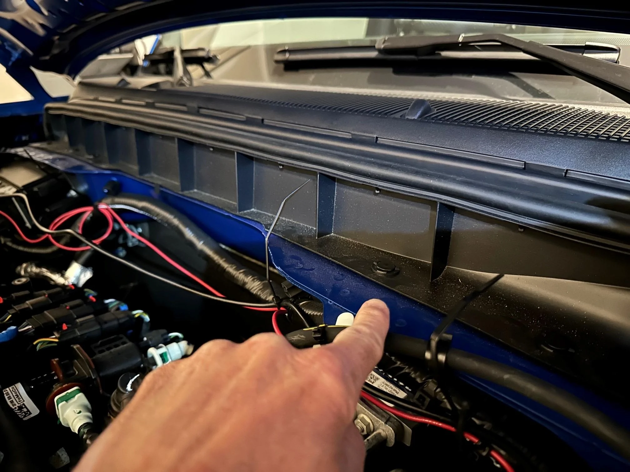 Ford Bronco Engine Bay Panel Sealed with Adhesive Now? wiring-channel-under-hood