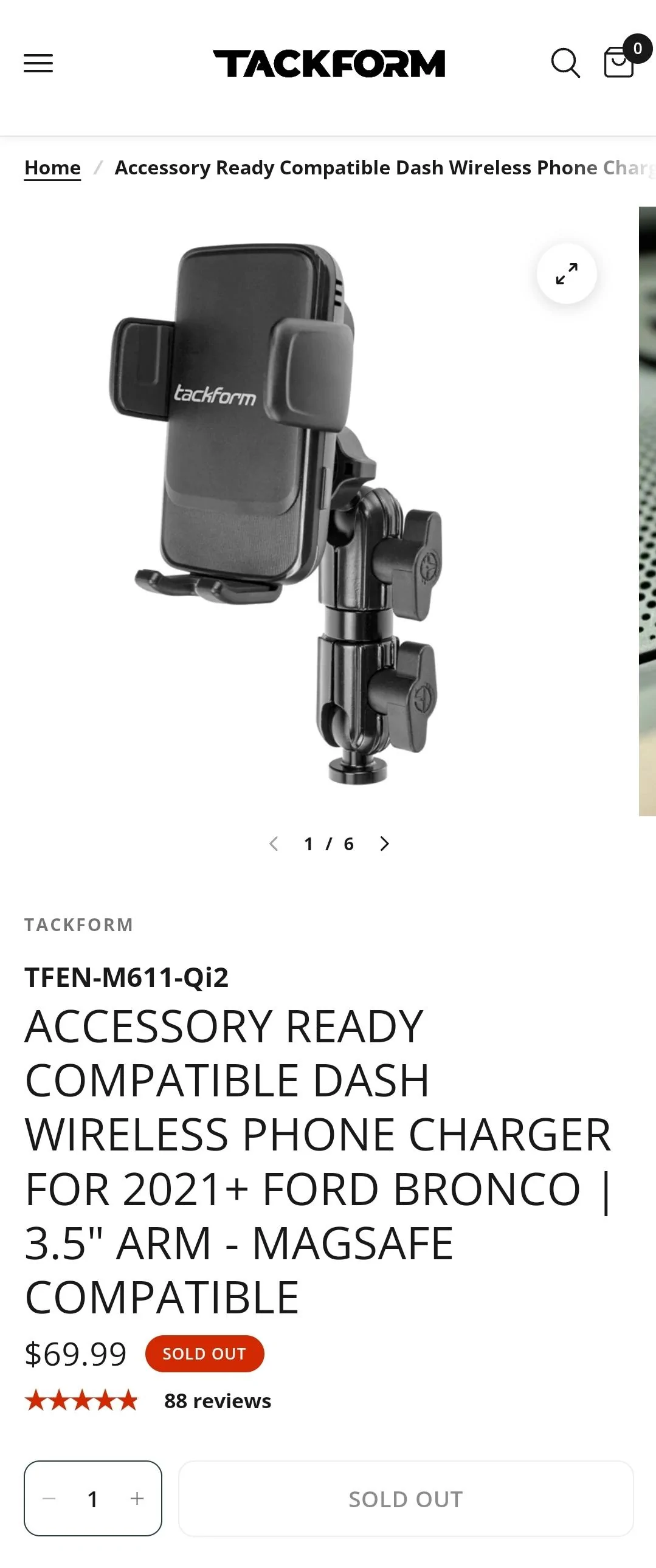 Ford Bronco Tackform wireless phone charging mount Screenshot_20240202_182011_Chrom