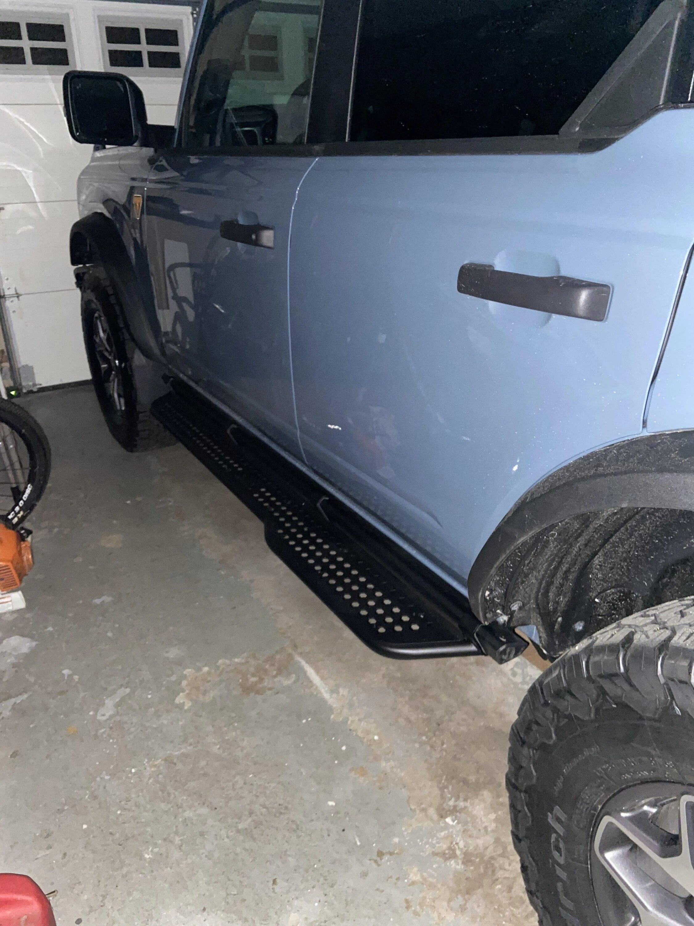 Ford Bronco Factory rock rails with removable step bent IMG_7434