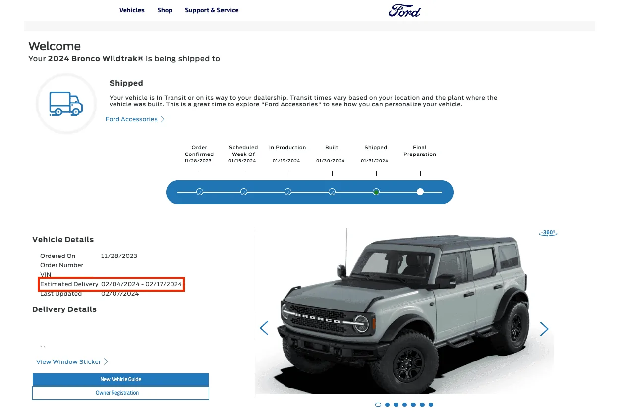 Ford Bronco Bronco Build Week 1/15/2024 Screenshot 2024-02-08 at 3.35.23 PM