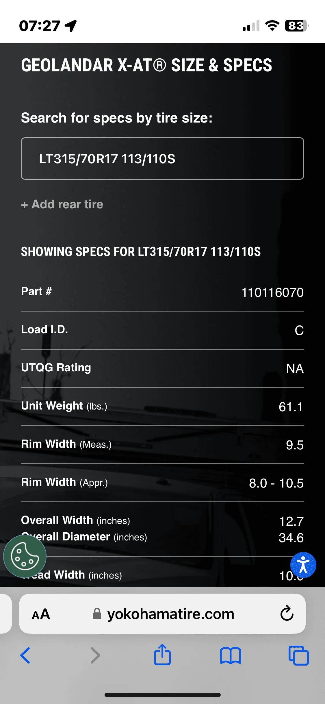 Ford Bronco 35" + 37" + 40" Tire Comparison Spreadsheets IMG_2926