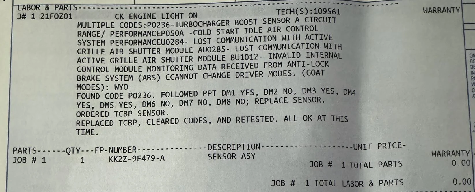 Ford Bronco Multiple Trouble codes- Sub Freezing temps 2021 BD 2.7 IMG_1075