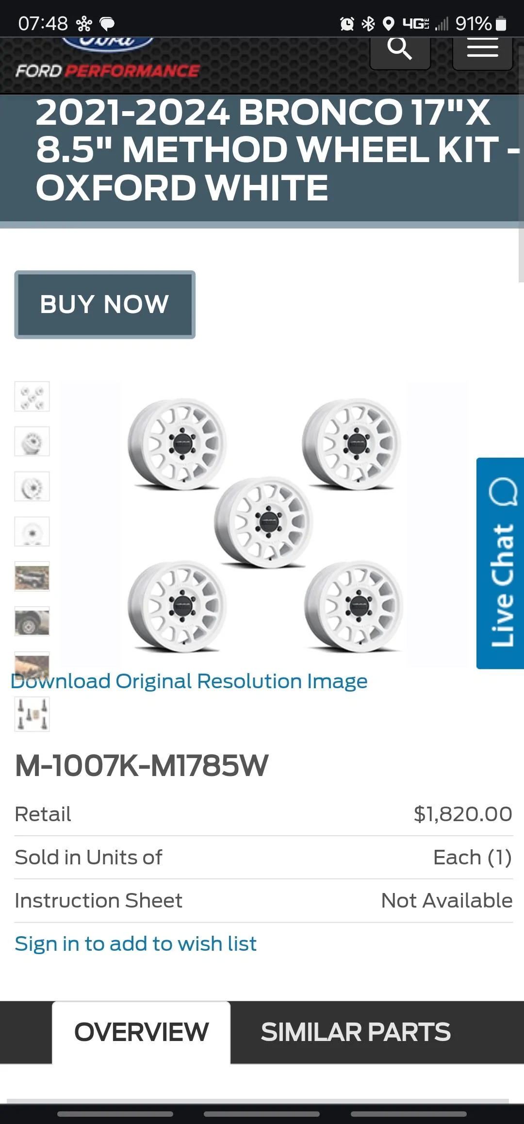 Ford Bronco Method 703 wheels - what wheel locks? Screenshot_20240214_074804_Chrom