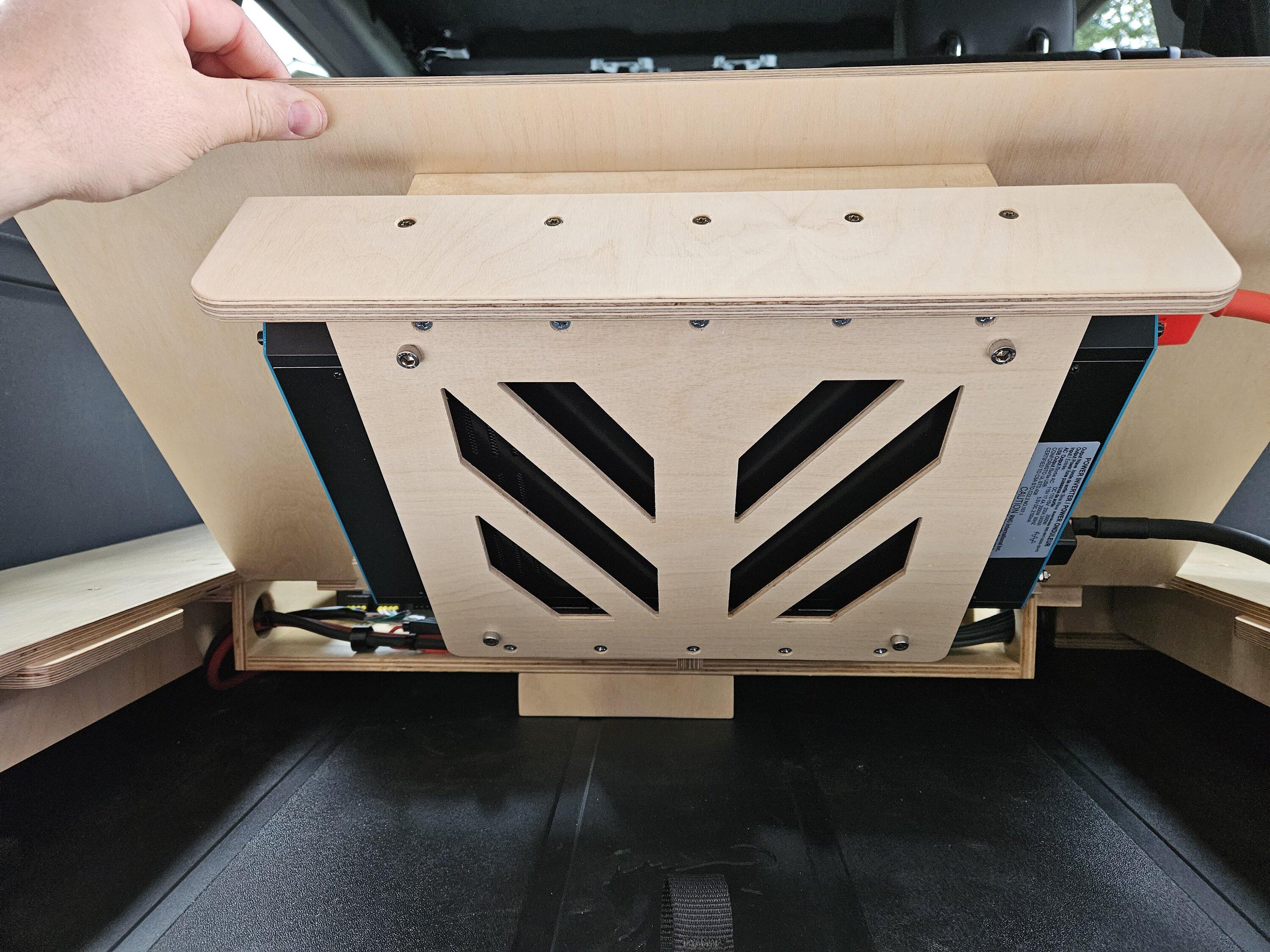 Ford Bronco Interior Camp Platform / Power System Build for 4Dr Bronco Badlands Inverter Mount