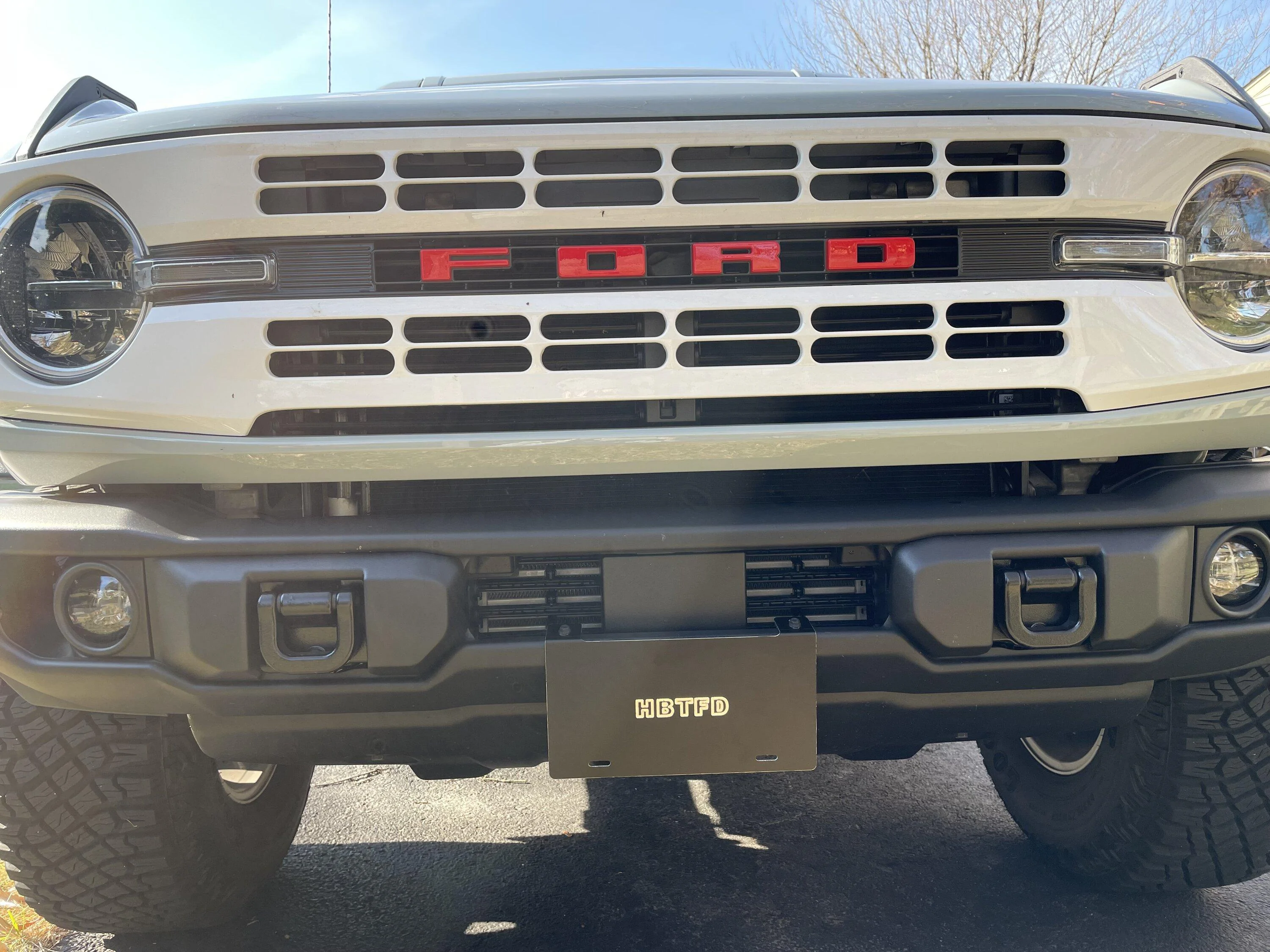 Ford Bronco Capable steel bumper license plate bracket (Heritage Bronco)- NO DRILLING required IMG_2606