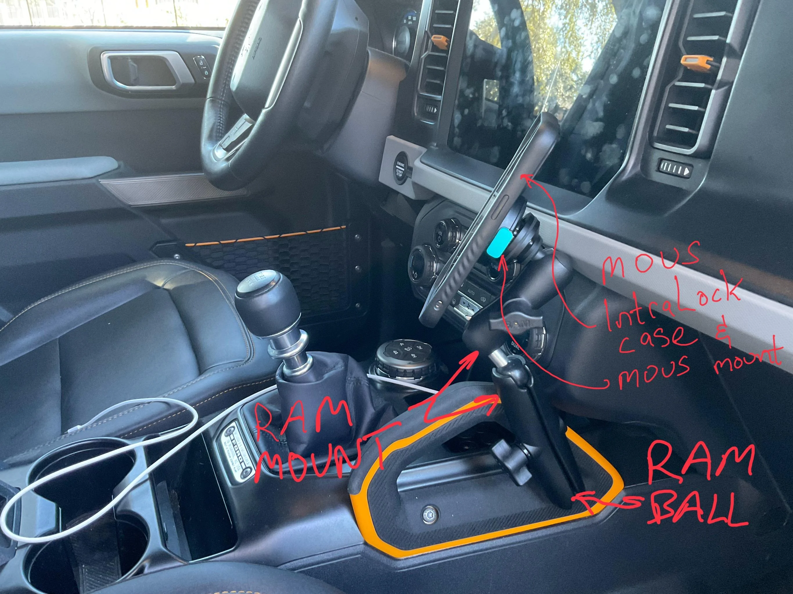 Ford Bronco Custom Console Offroad Phone Mount IMG_0451