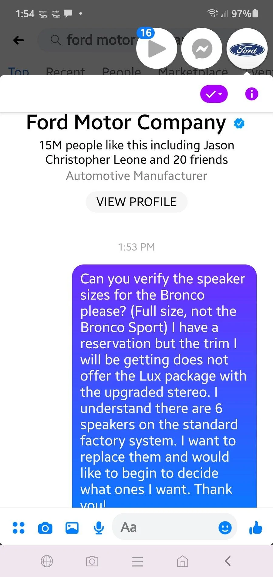 Ford Bronco Speaker Size.... Screenshot_20201113-135441_Facebook