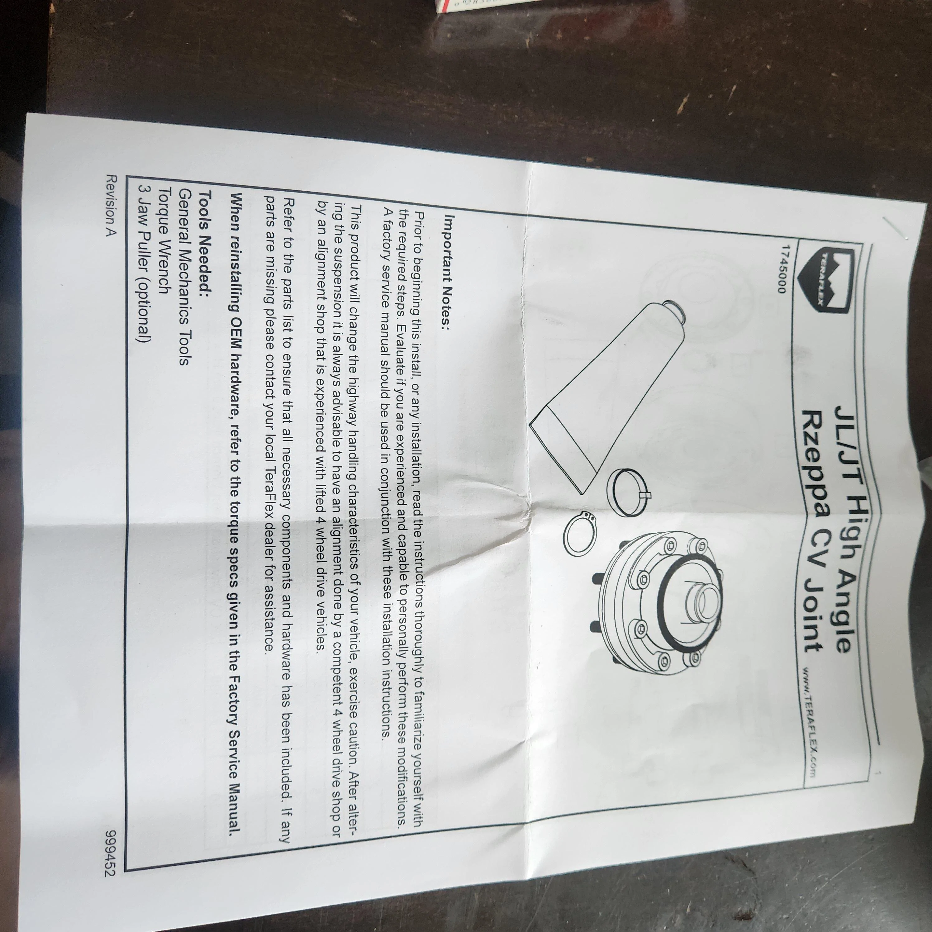 Teraflex Jeep JL CV joint adapted to BroncoCONFIRMED FIT