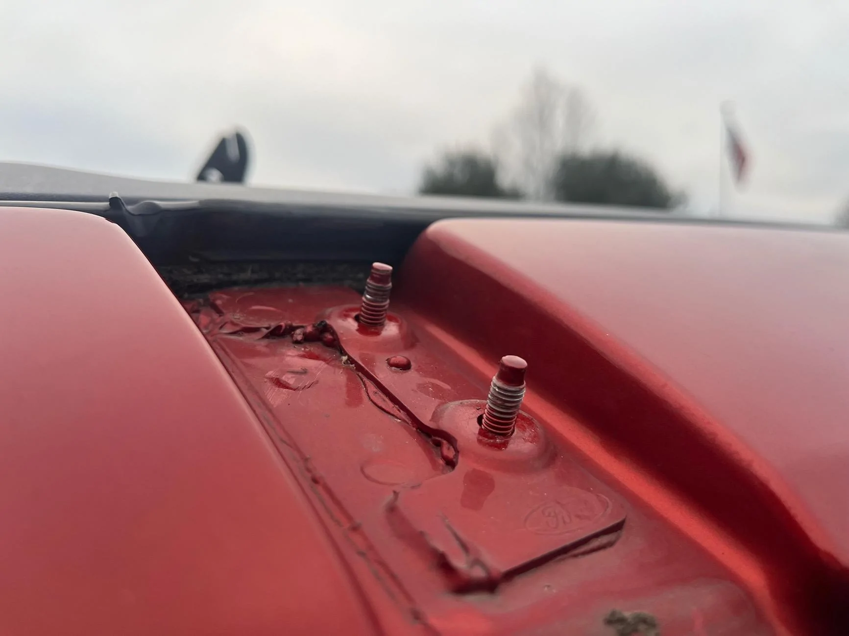 Ford Bronco Stripped Mounting Stud above windshield IMG_5210